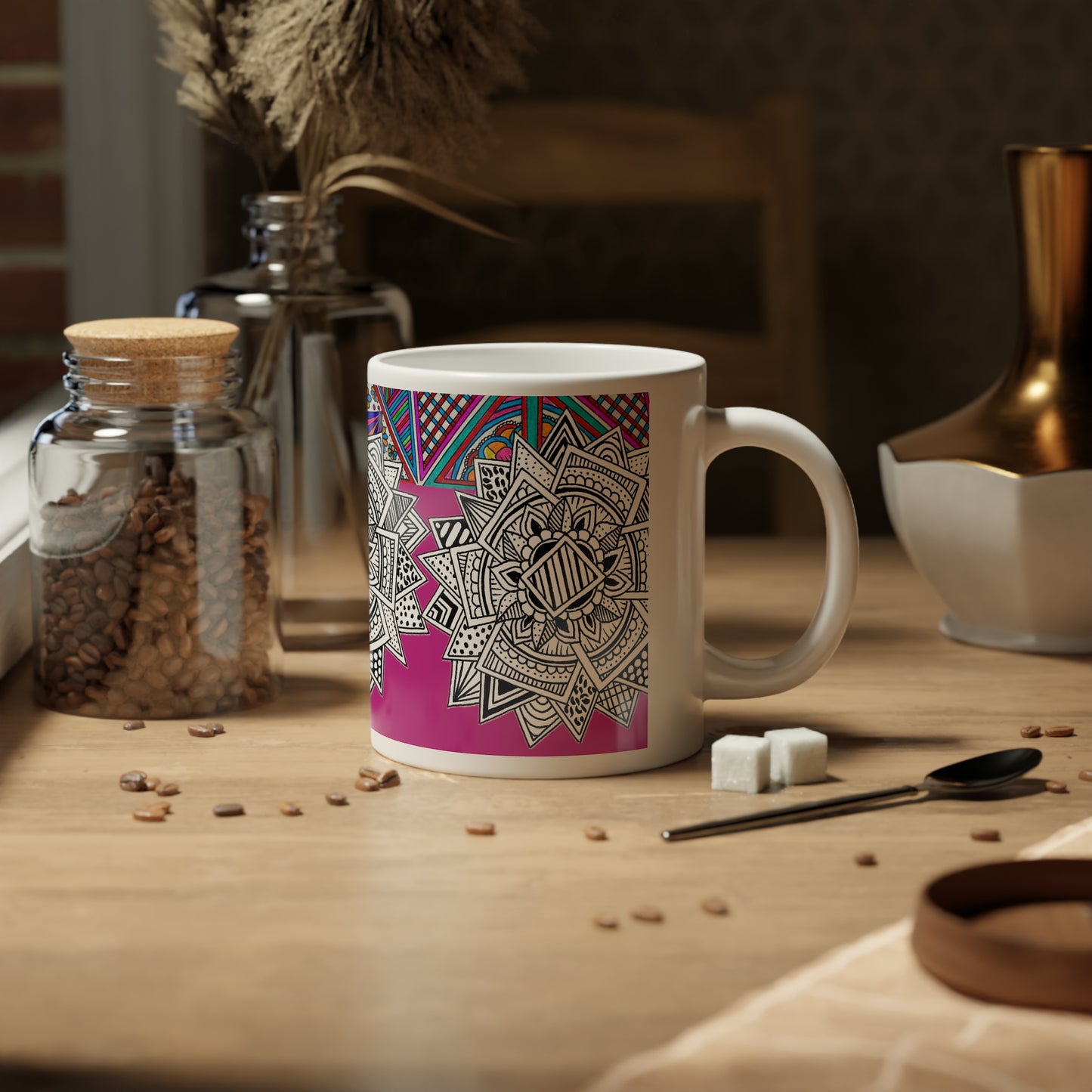 Jumbo Mug, 20oz (Pink Mandala)
