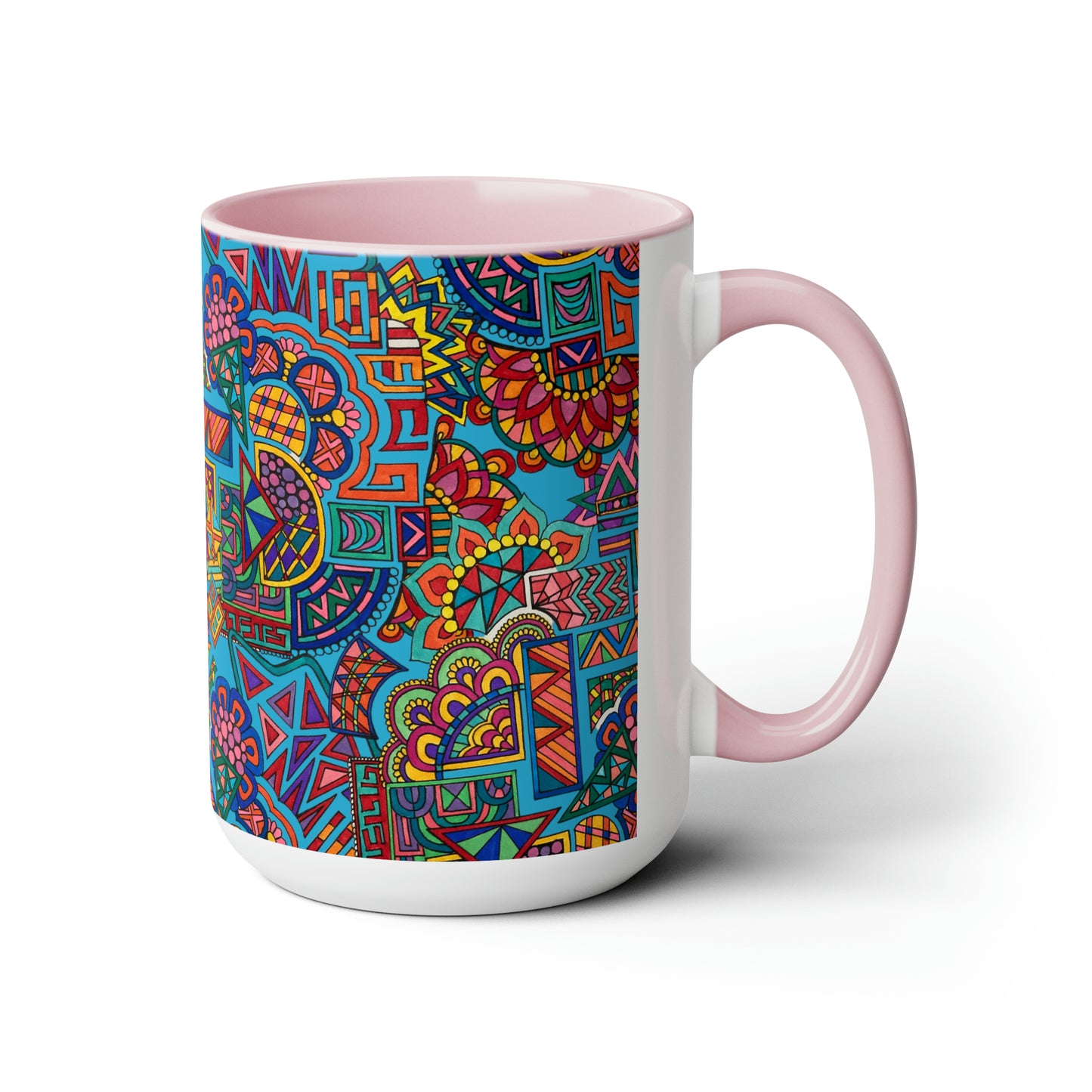 Two-Tone Mugs, 15oz (Blue Abstract)