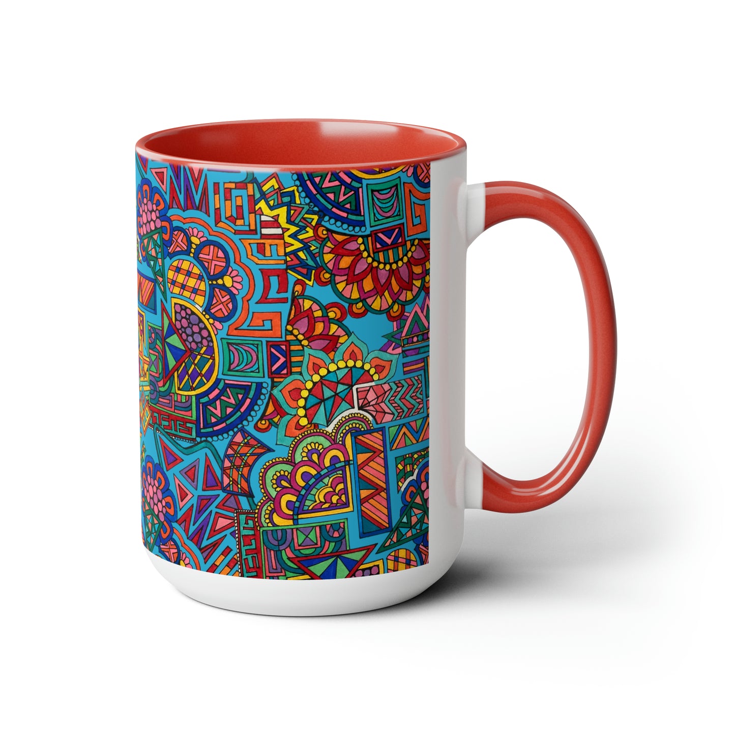 Two-Tone Mugs, 15oz (Blue Abstract)