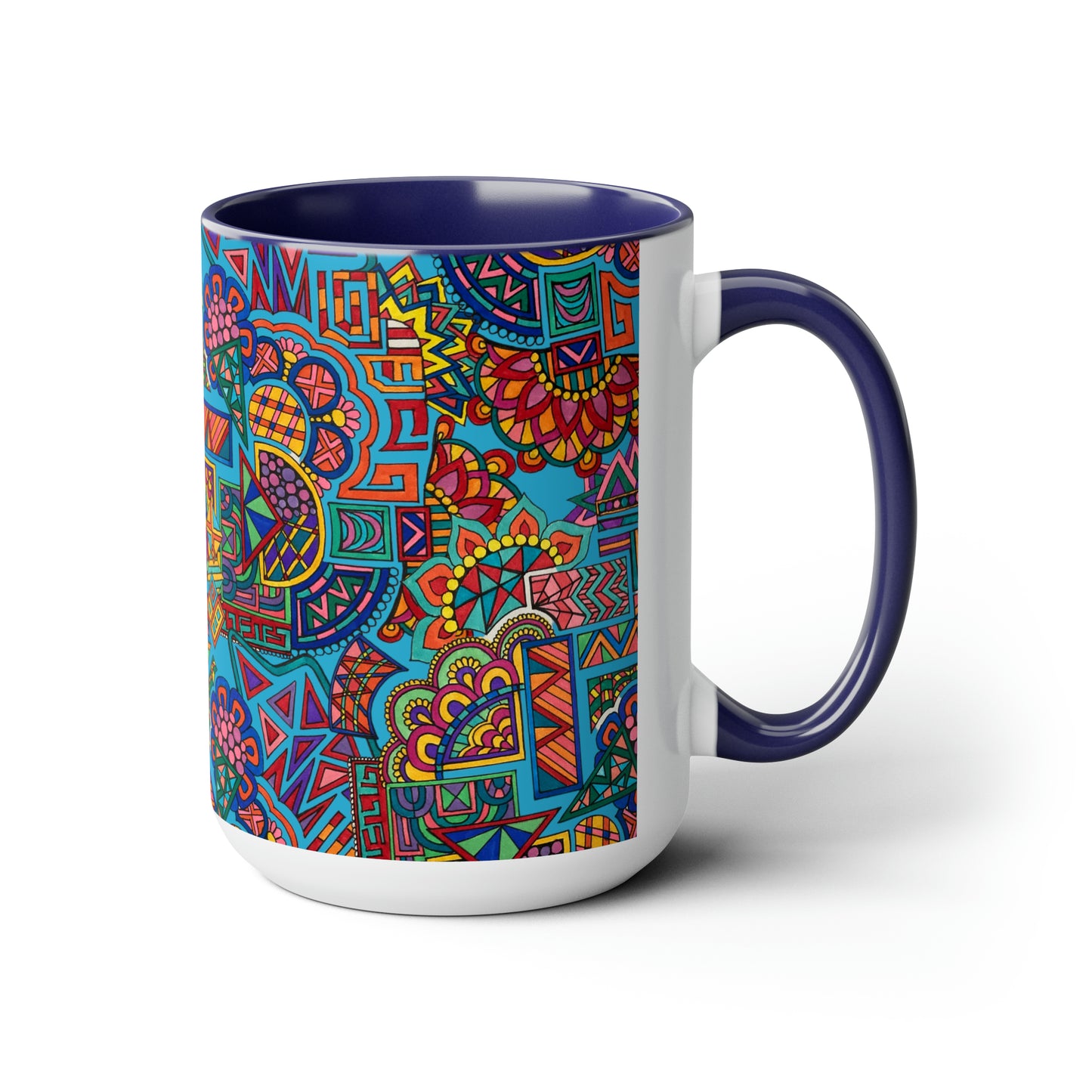 Two-Tone Mugs, 15oz (Blue Abstract)