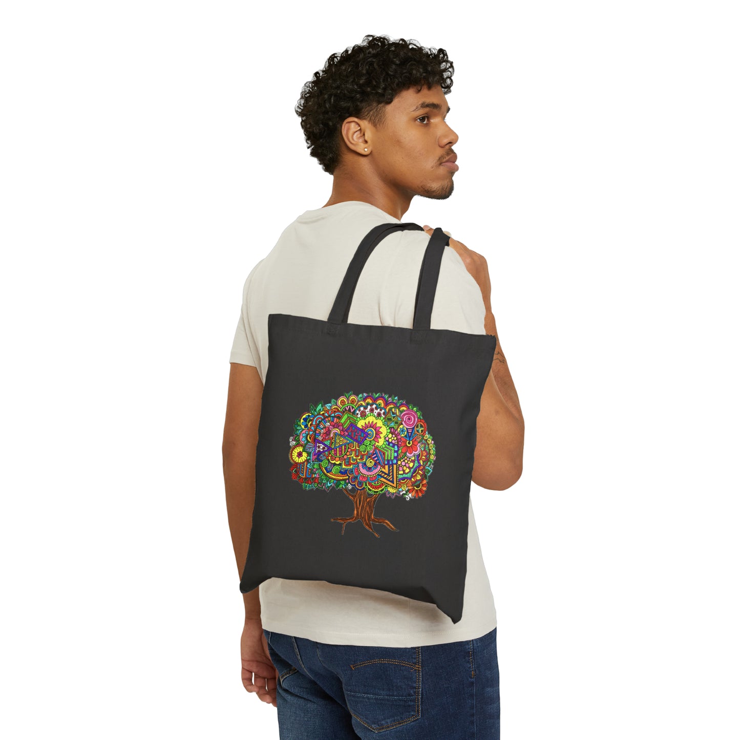 Cotton Canvas Tote Bag (Colourful Tree)
