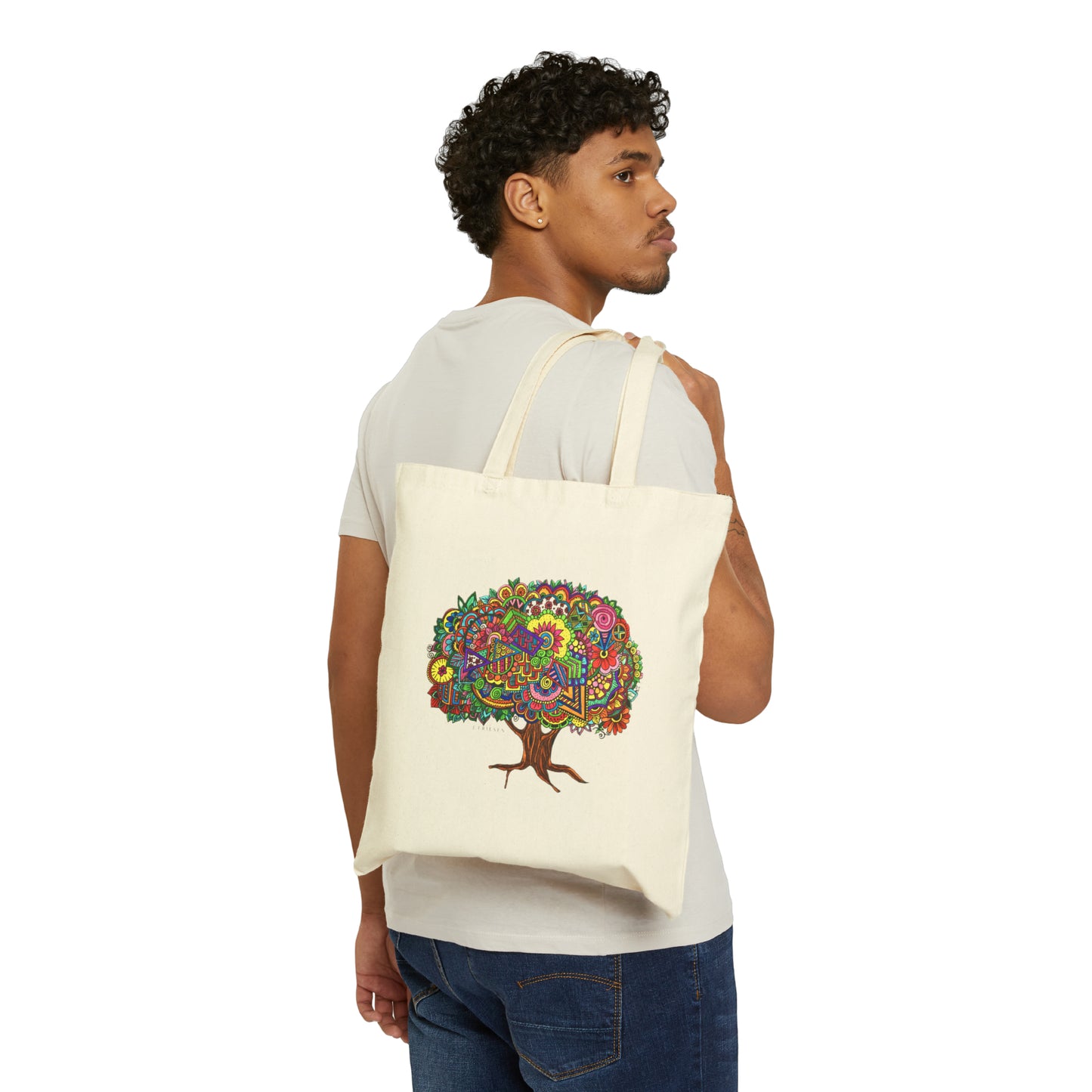 Cotton Canvas Tote Bag (Colourful Tree)