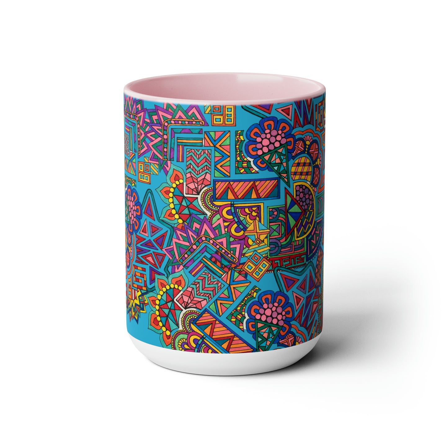 Two-Tone Mugs, 15oz (Blue Abstract)