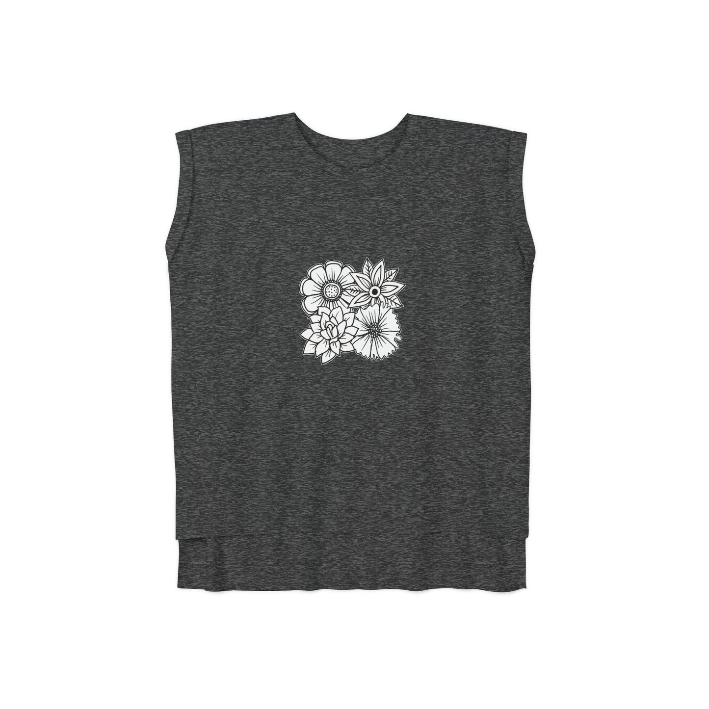 Women’s Rolled Cuffs Muscle Tee (Flowers)