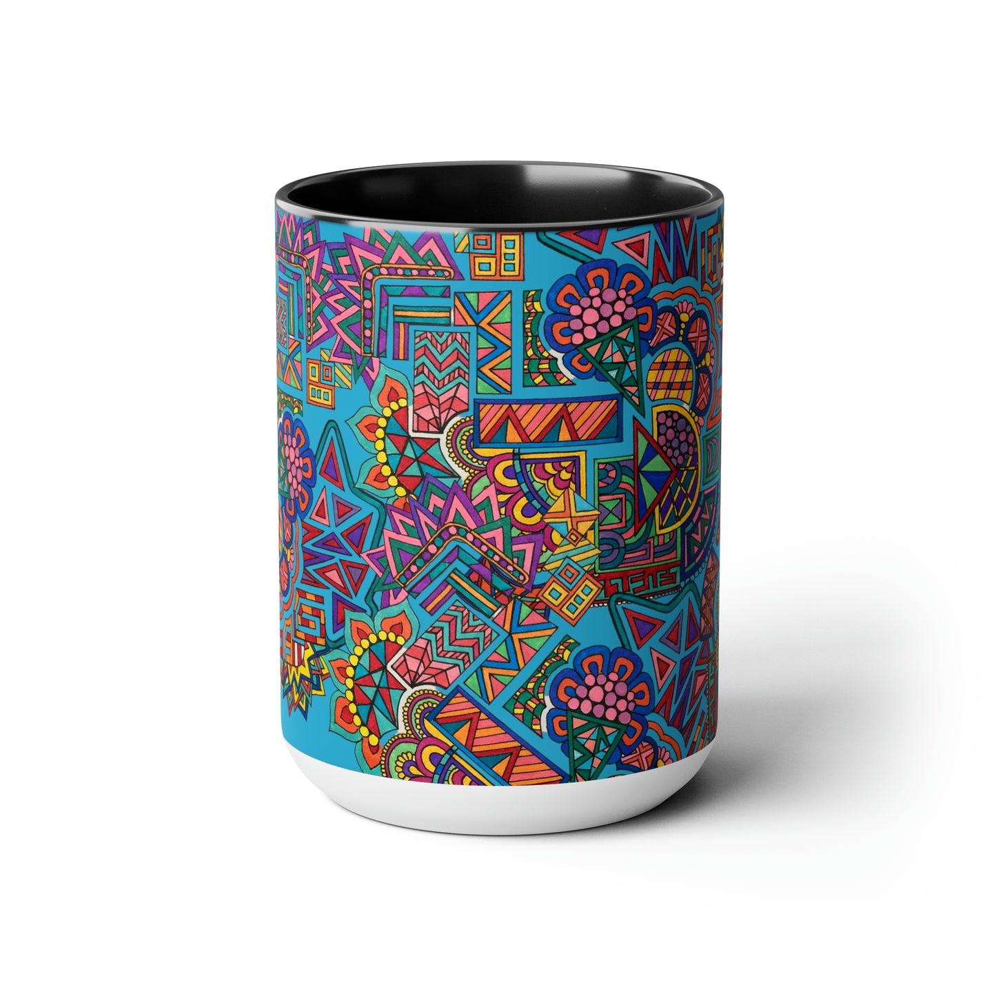 Two-Tone Mugs, 15oz (Blue Abstract)