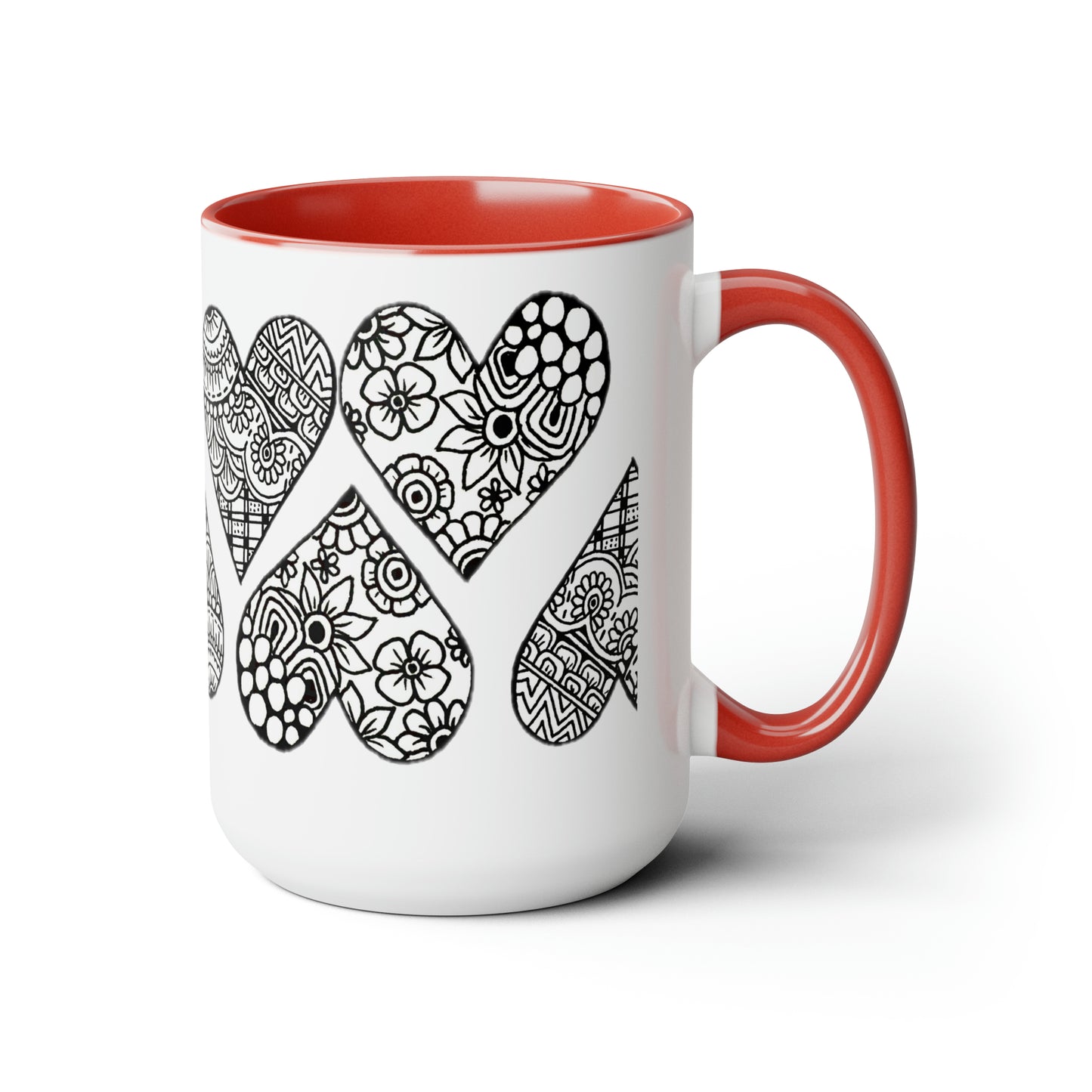 Two-Tone Coffee Mugs, 15oz (Hearts)