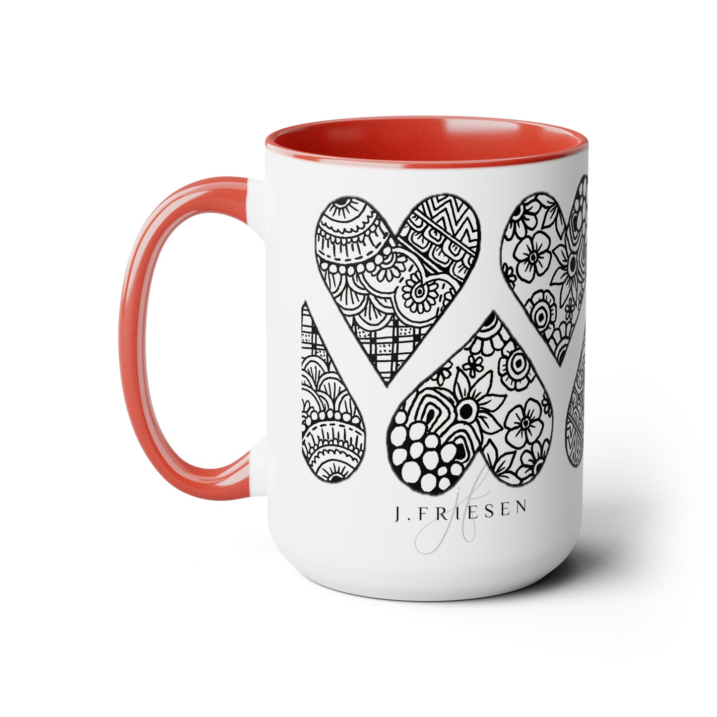 Two-Tone Coffee Mugs, 15oz (Hearts)