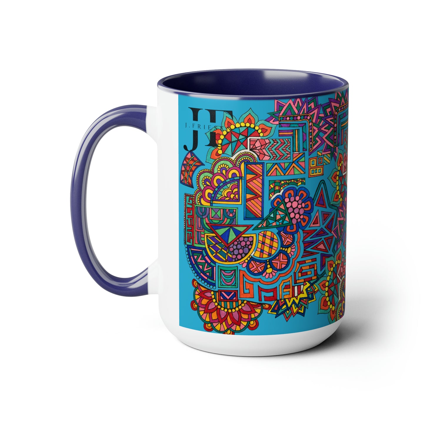 Two-Tone Mugs, 15oz (Blue Abstract)
