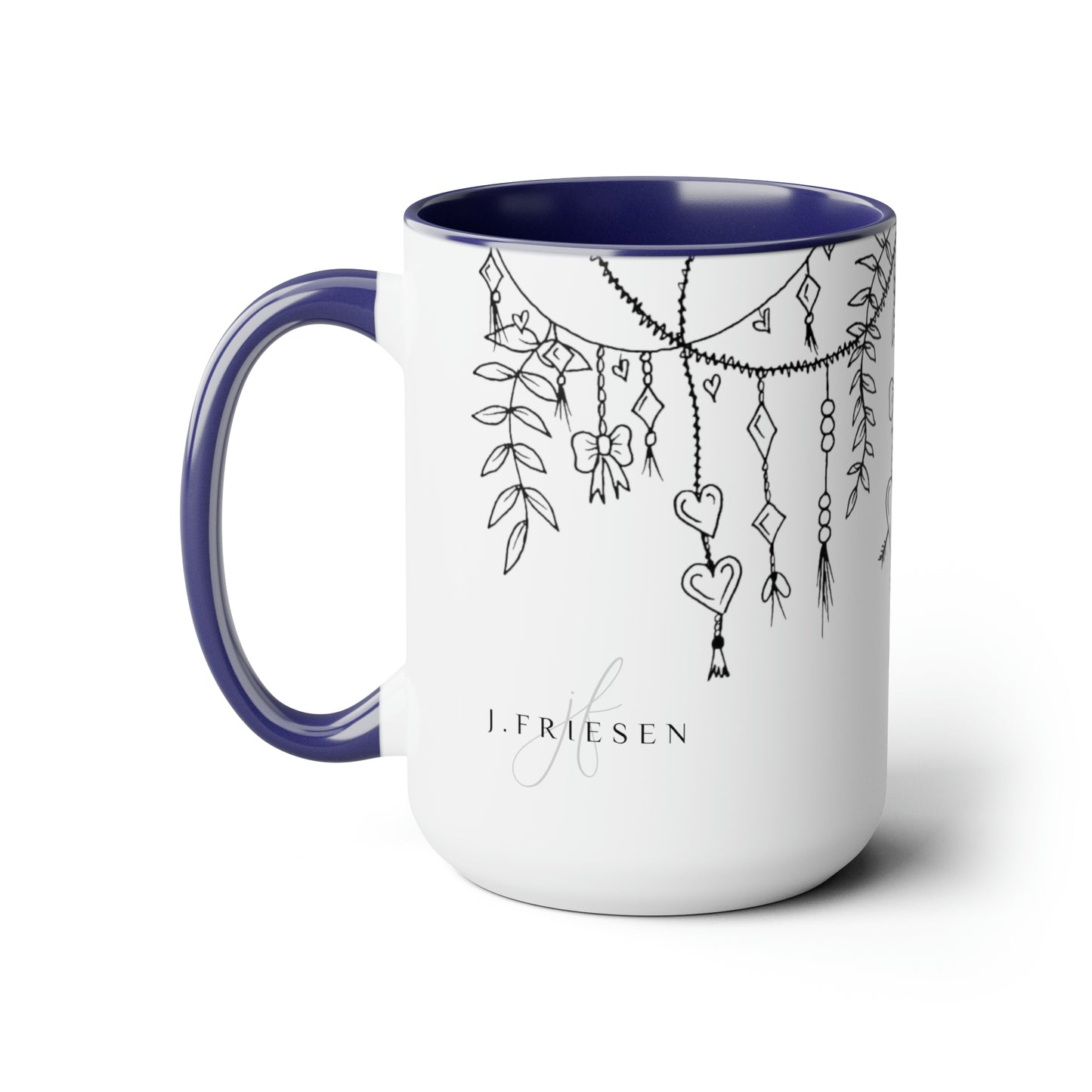 Two-Tone Coffee Mugs, 15oz (Draping Hearts)