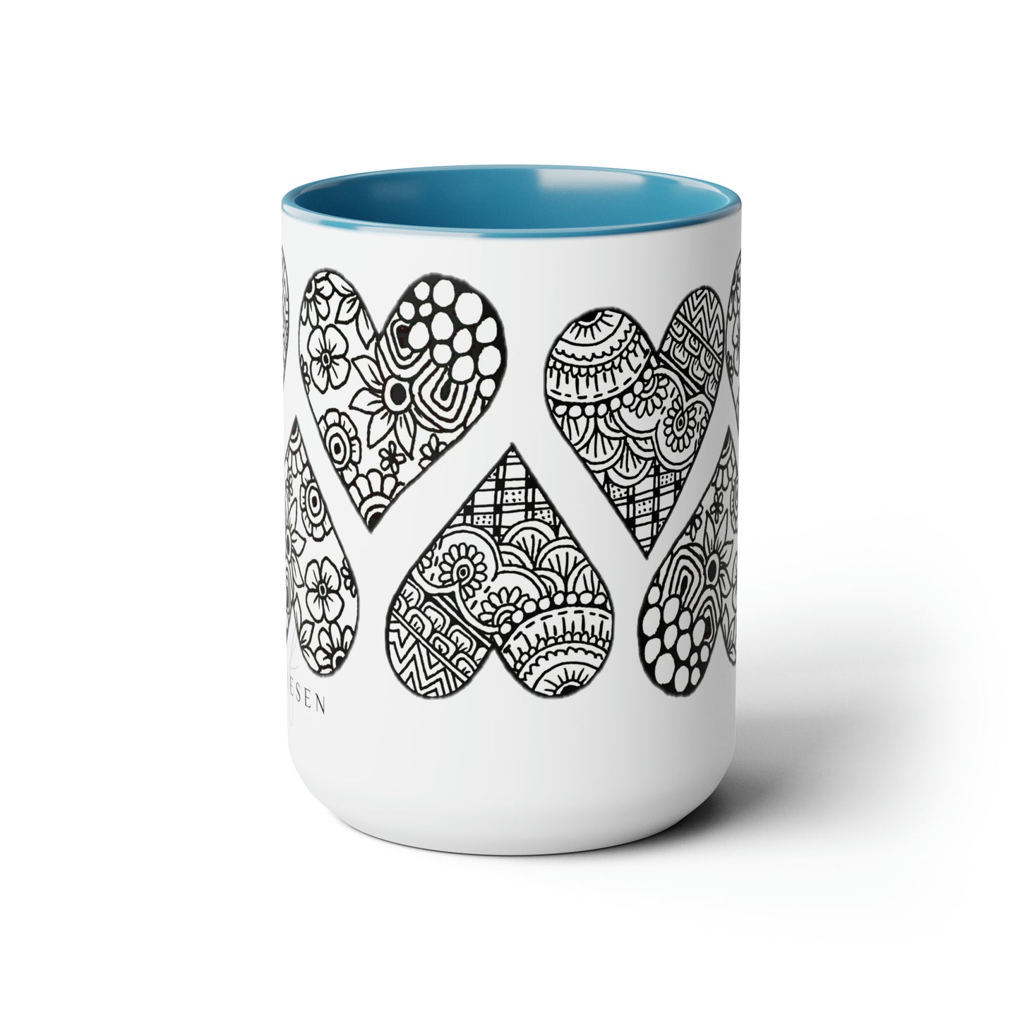 Two-Tone Coffee Mugs, 15oz (Hearts)