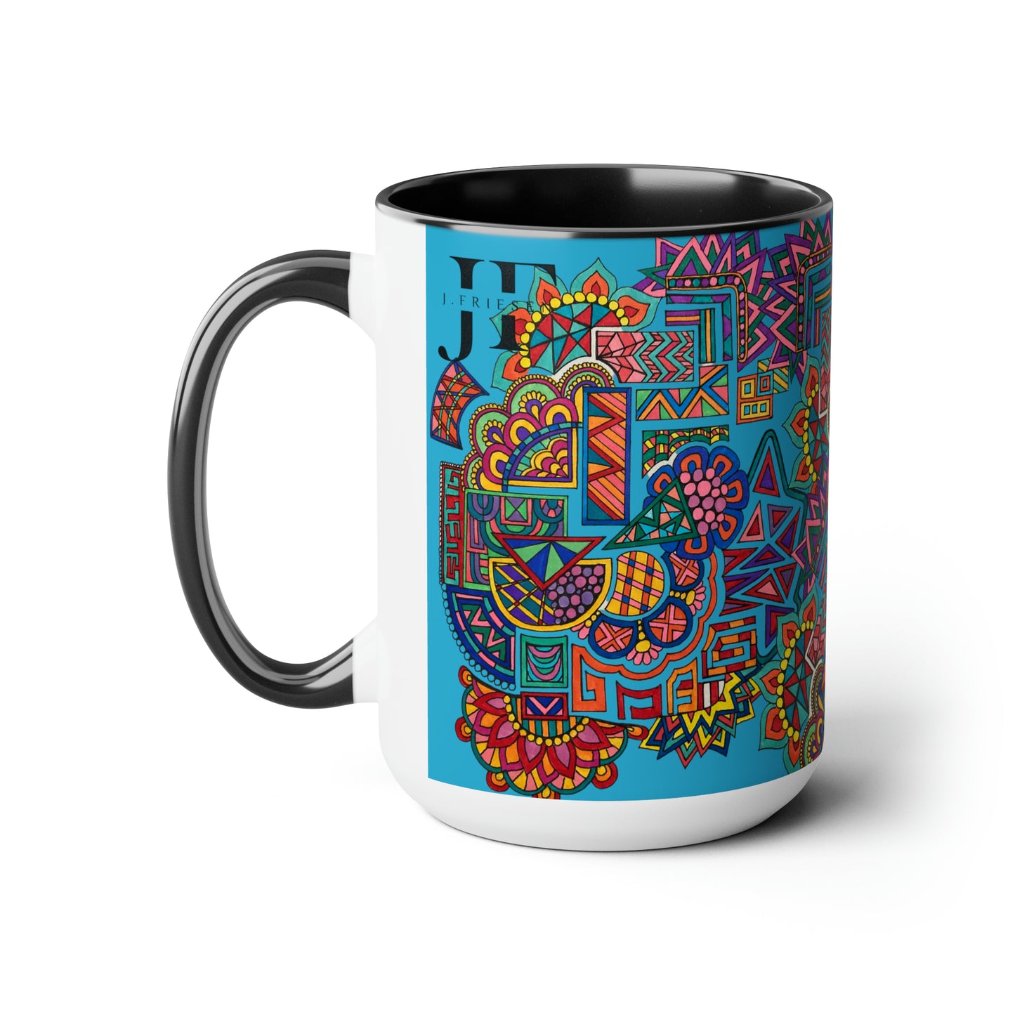 Two-Tone Mugs, 15oz (Blue Abstract)