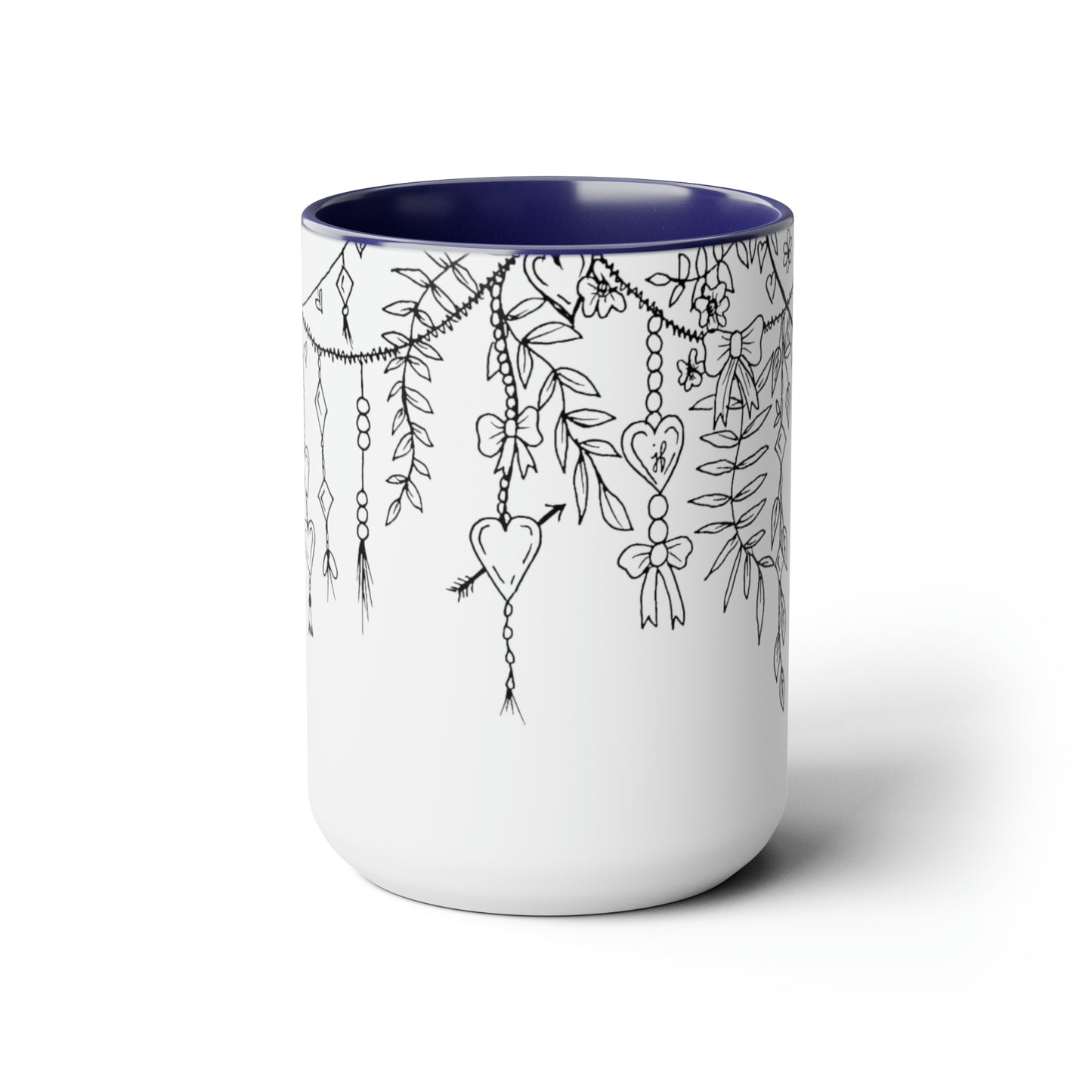 Two-Tone Coffee Mugs, 15oz (Draping Hearts)