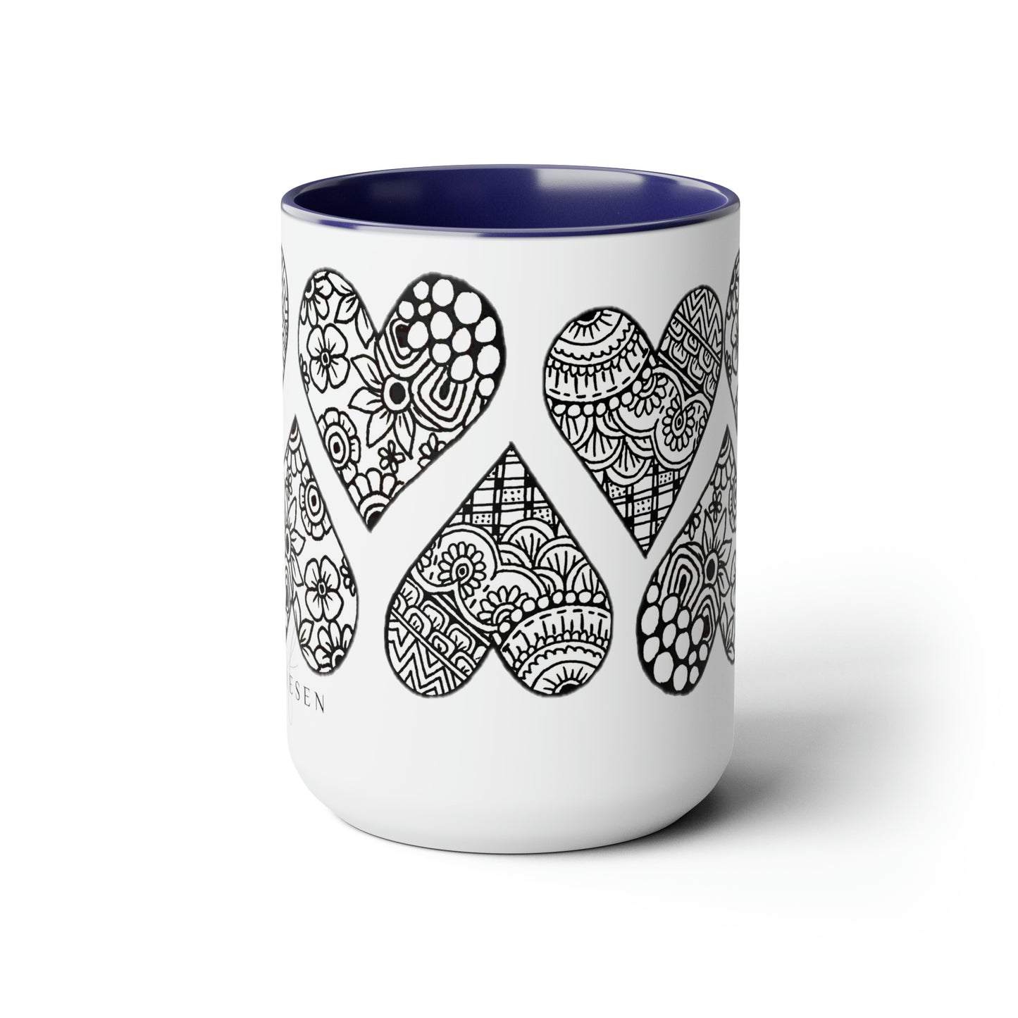 Two-Tone Coffee Mugs, 15oz (Hearts)