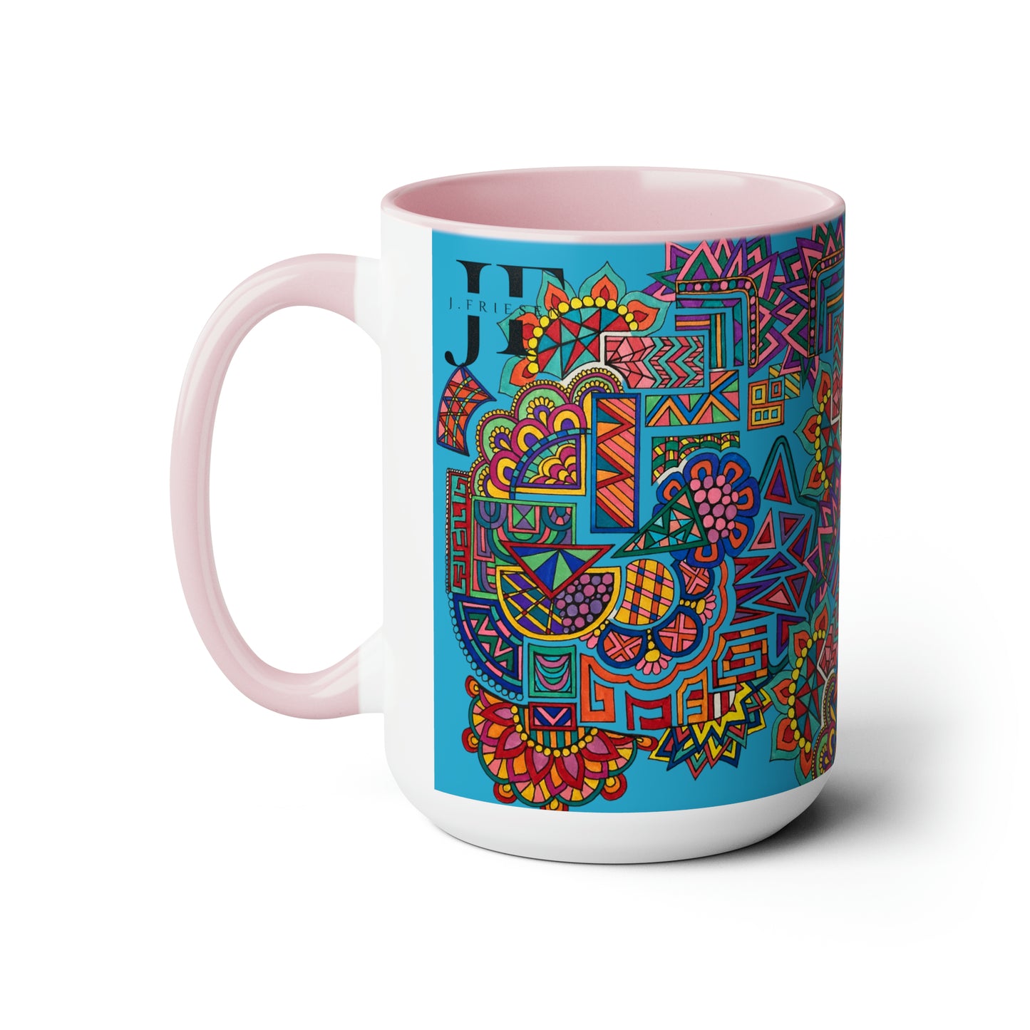 Two-Tone Mugs, 15oz (Blue Abstract)