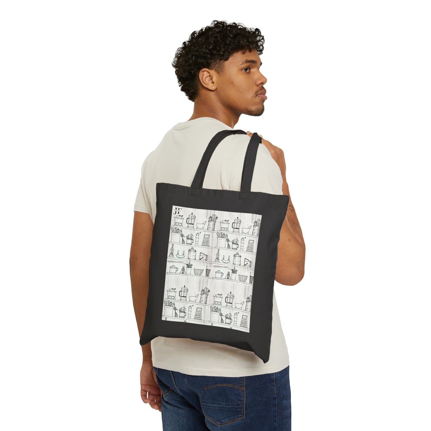 Cotton Canvas Tote Bag (Kitchen Shelves)