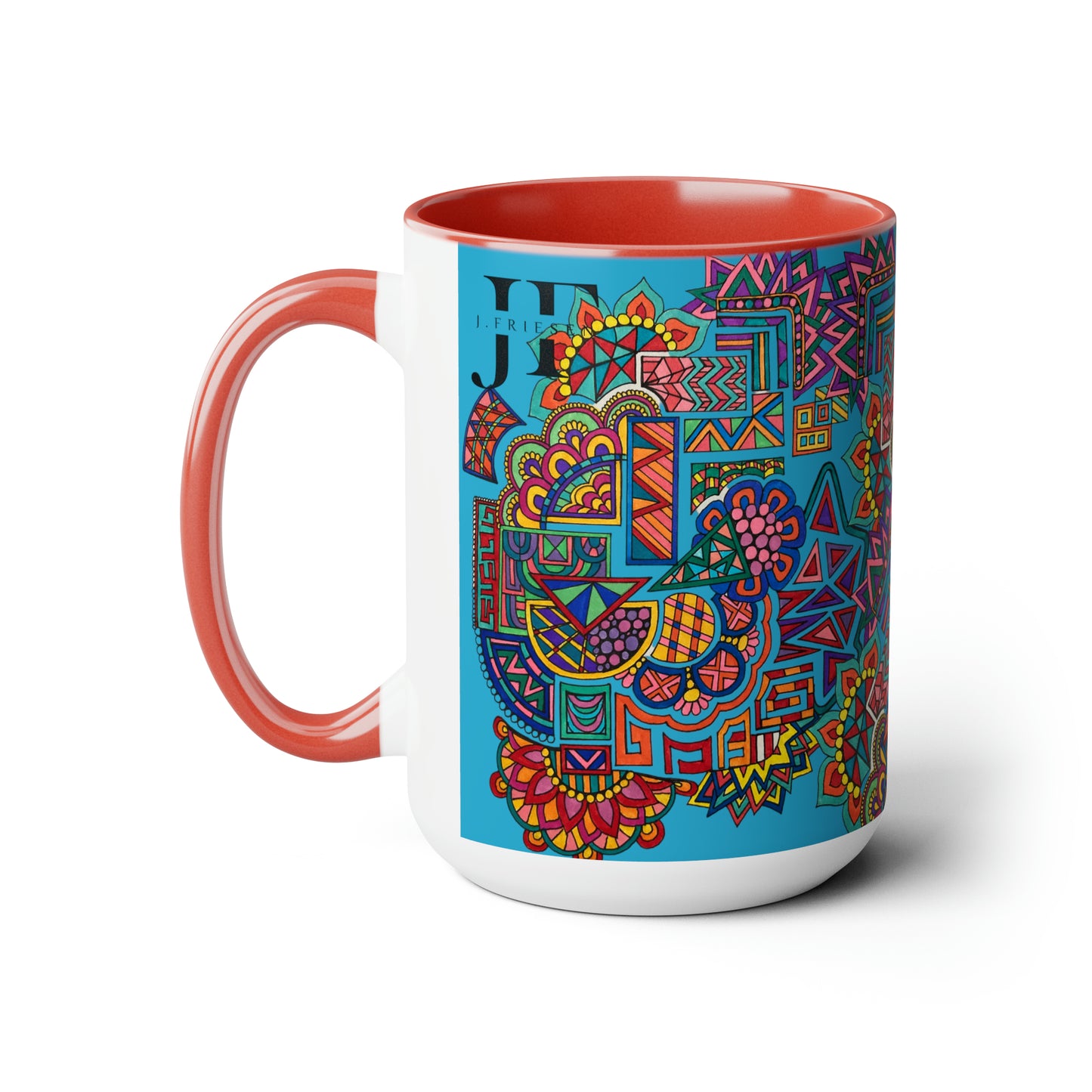 Two-Tone Mugs, 15oz (Blue Abstract)