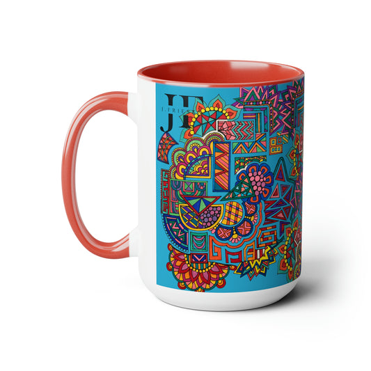 Two-Tone Mugs, 15oz (Blue Abstract)