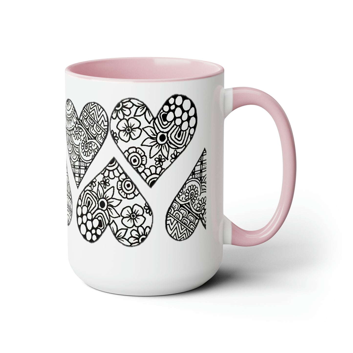 Two-Tone Coffee Mugs, 15oz (Hearts)