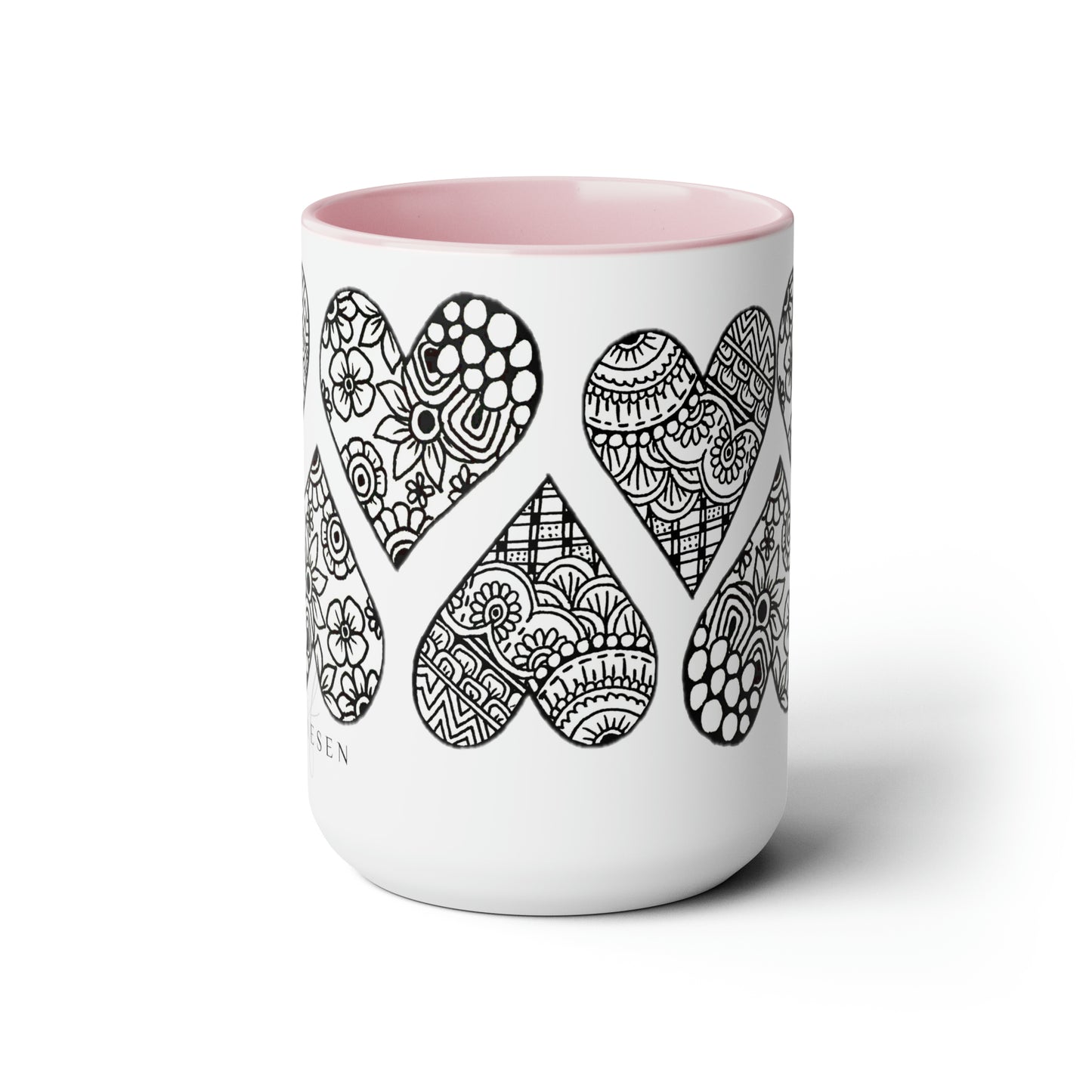 Two-Tone Coffee Mugs, 15oz (Hearts)