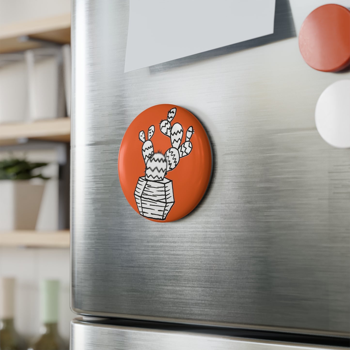 Button Magnet (Orange Cactus)