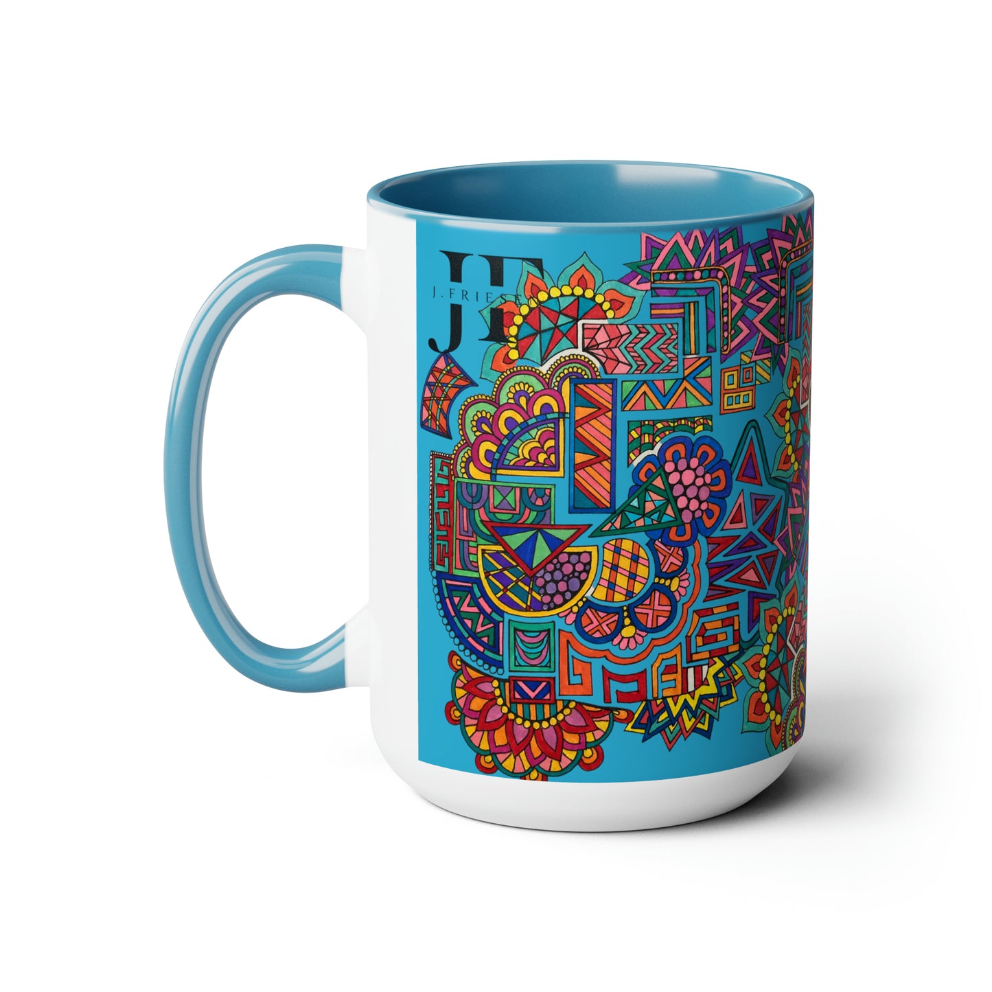 Two-Tone Mugs, 15oz (Blue Abstract)