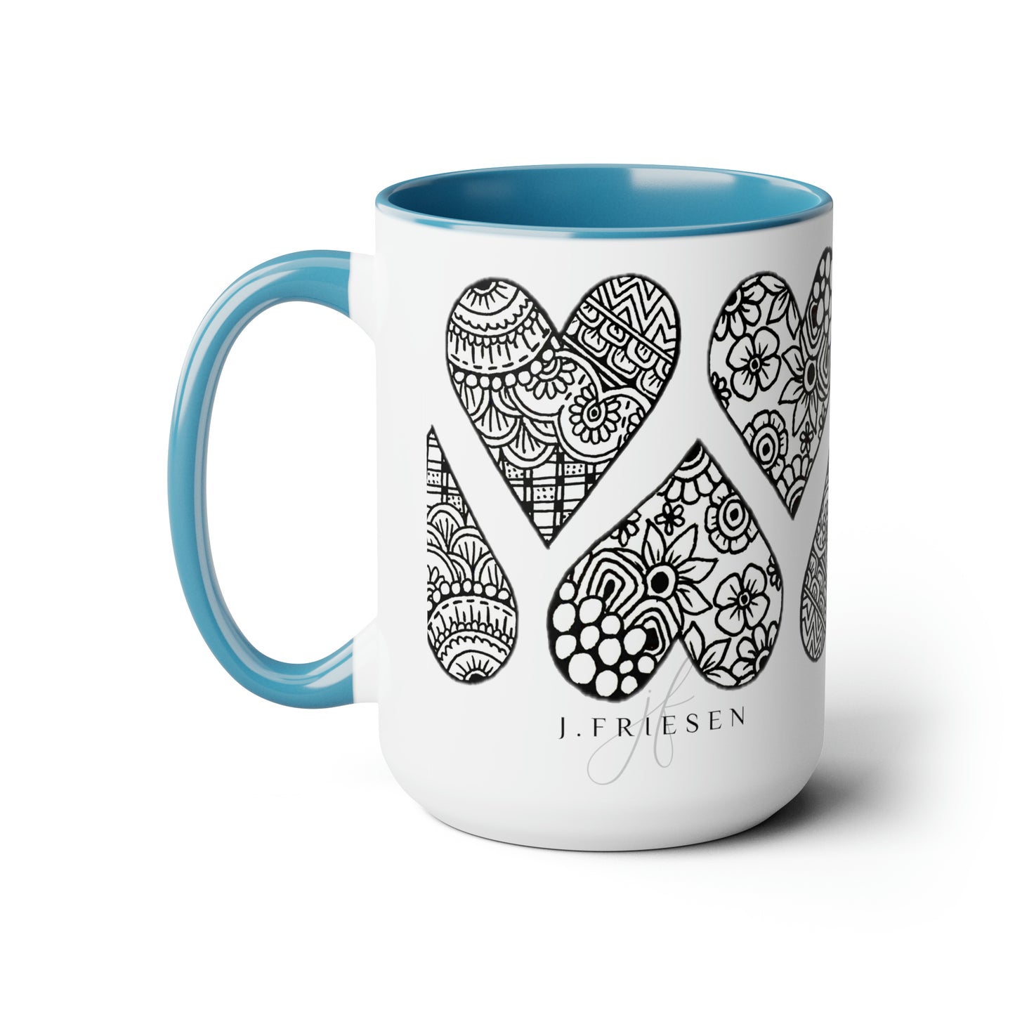 Two-Tone Coffee Mugs, 15oz (Hearts)