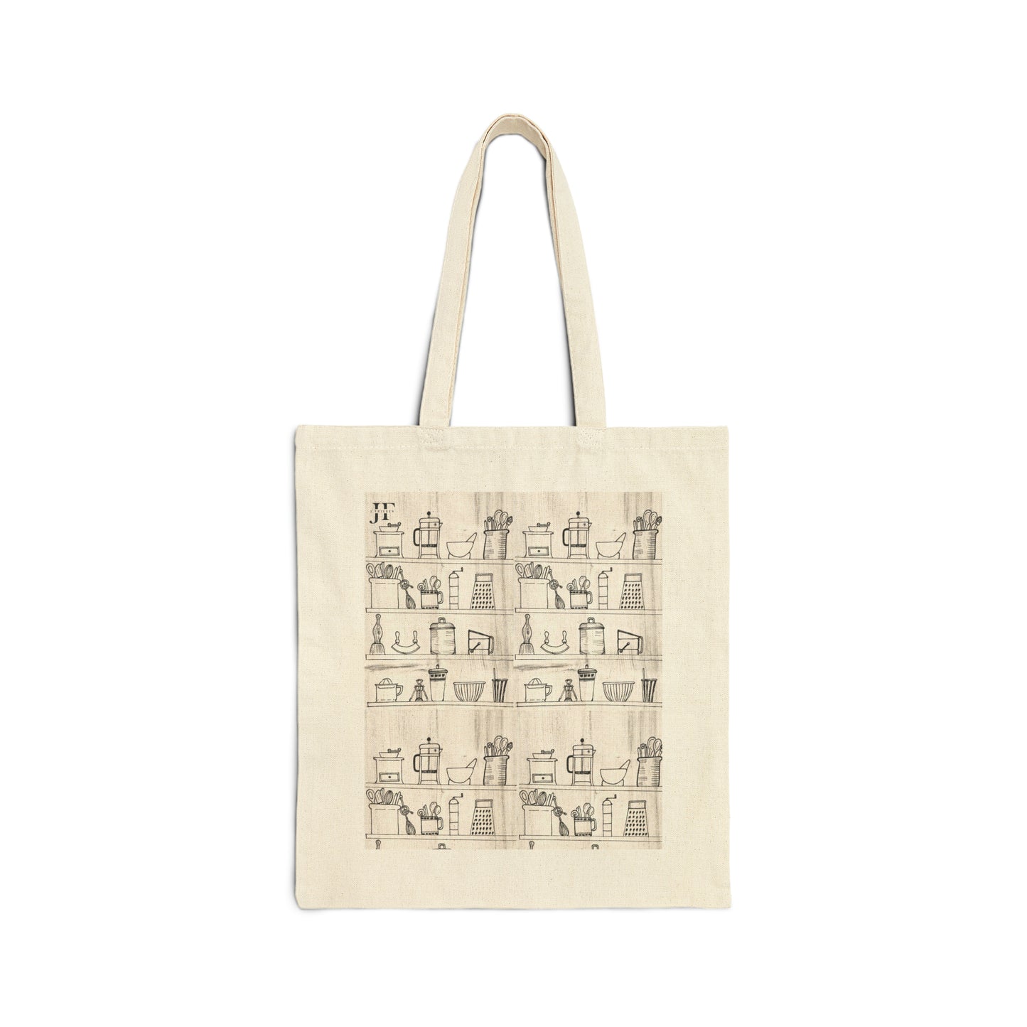 Cotton Canvas Tote Bag (Kitchen Shelves)
