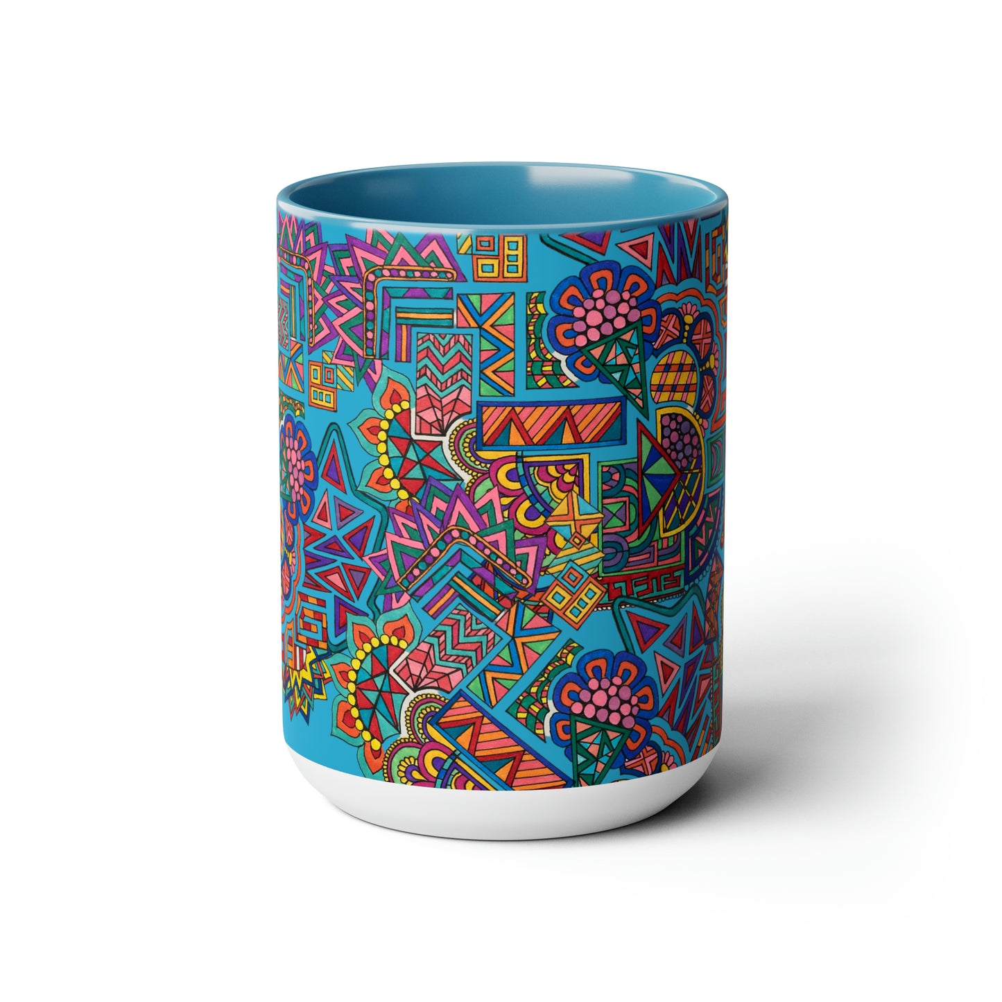 Two-Tone Mugs, 15oz (Blue Abstract)