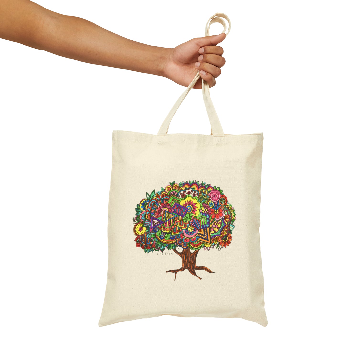 Cotton Canvas Tote Bag (Colourful Tree)