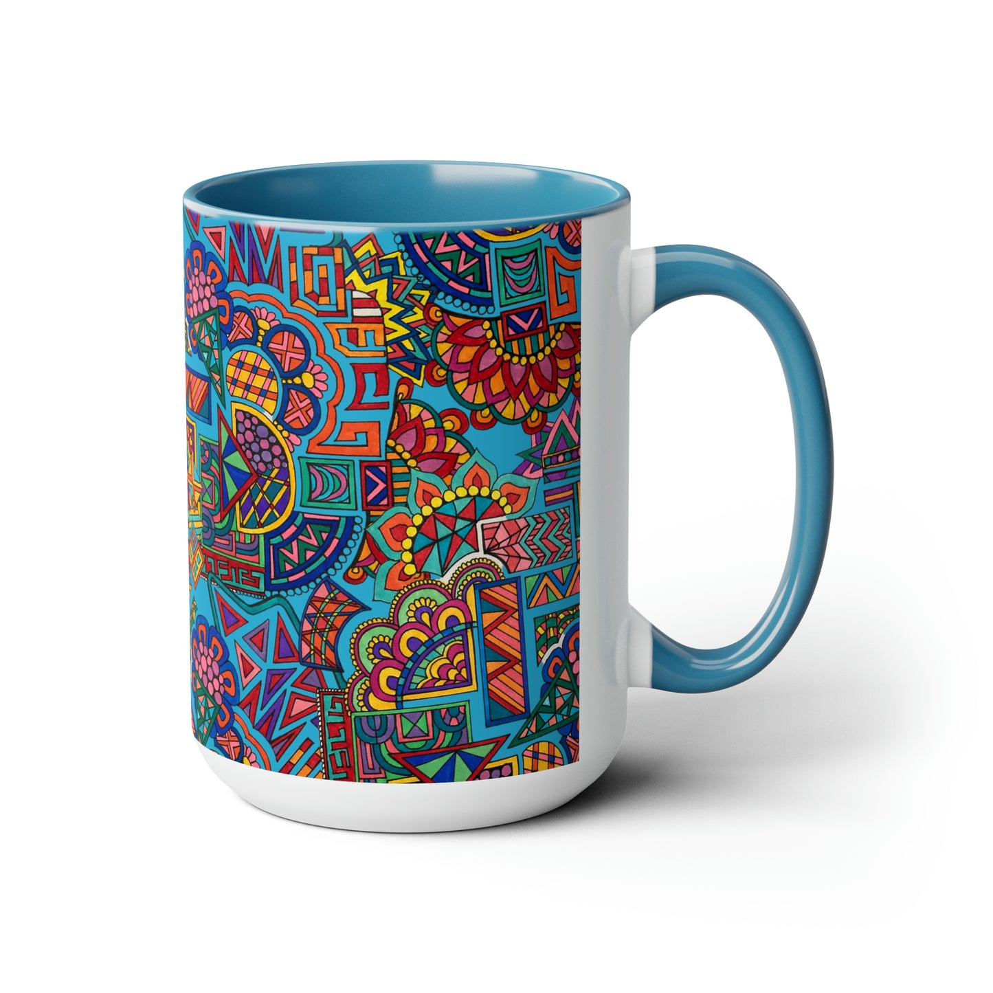 Two-Tone Mugs, 15oz (Blue Abstract)