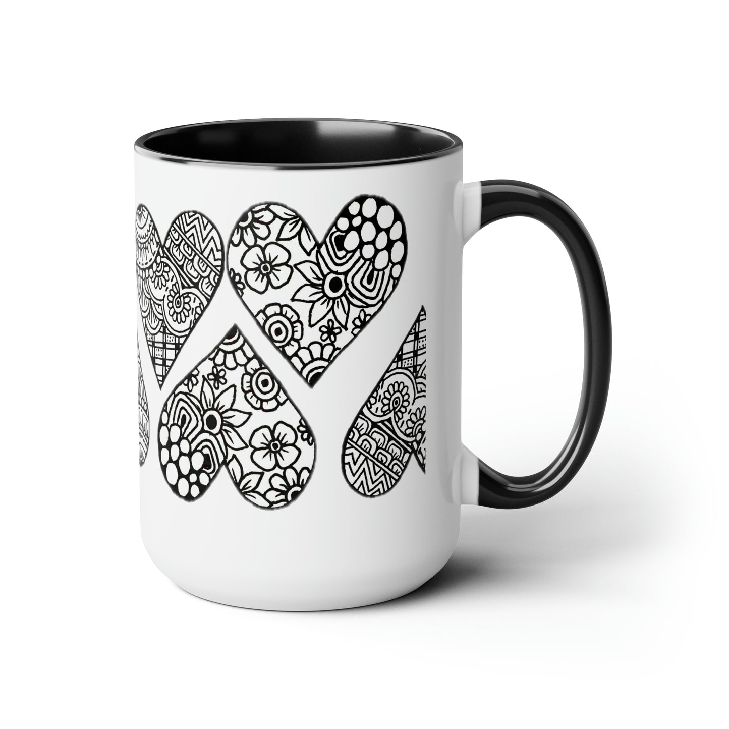 Two-Tone Coffee Mugs, 15oz (Hearts)