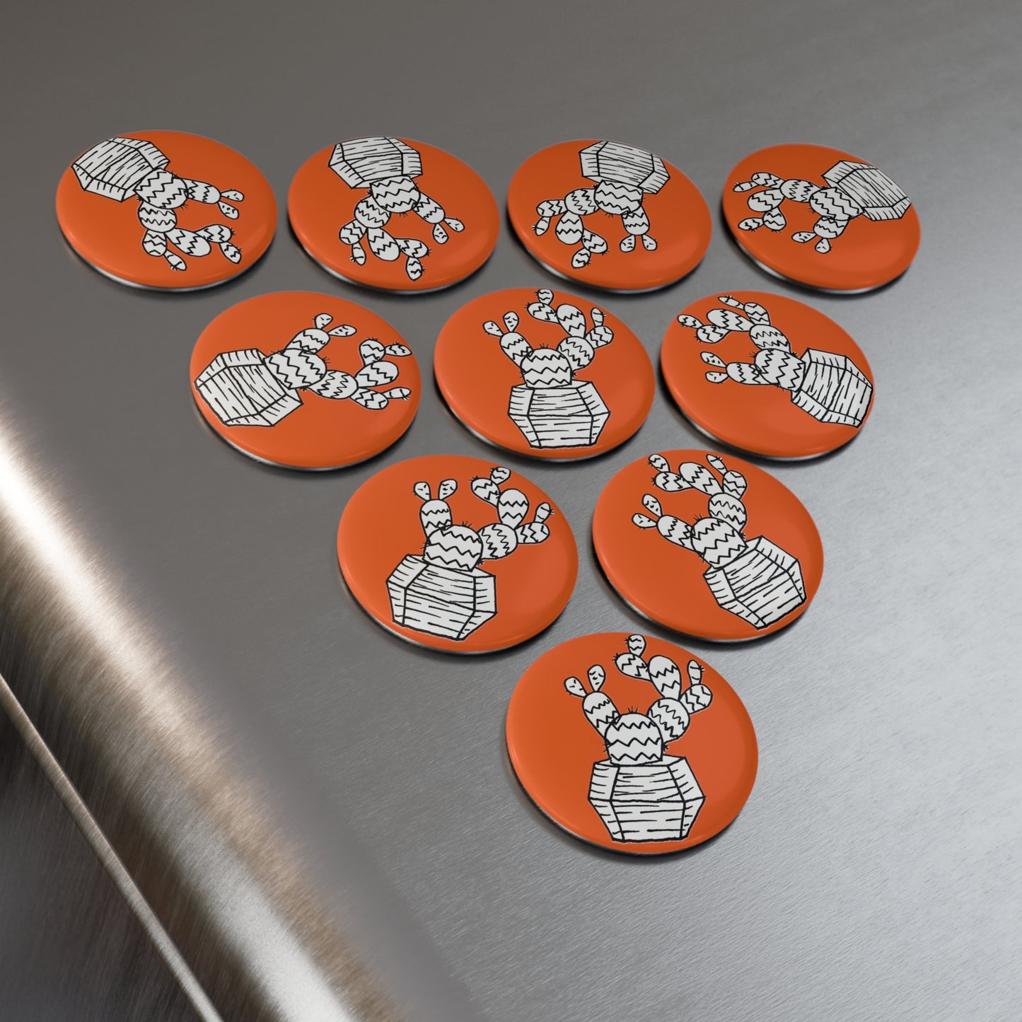 Button Magnet (Orange Cactus)