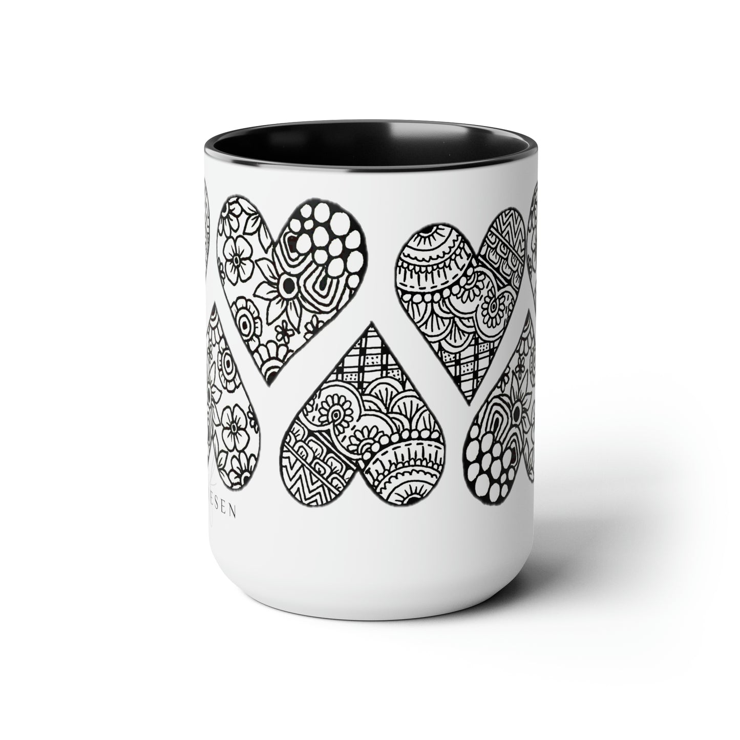 Two-Tone Coffee Mugs, 15oz (Hearts)