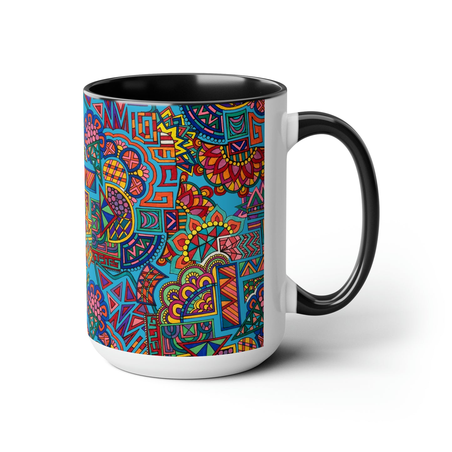 Two-Tone Mugs, 15oz (Blue Abstract)