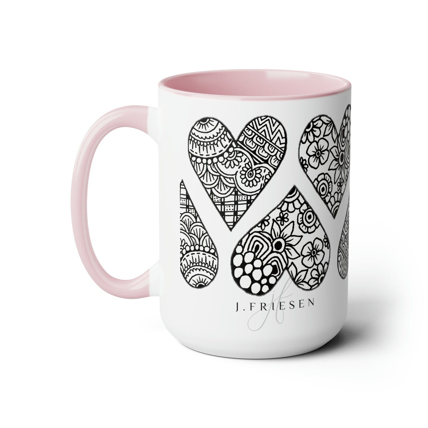 Two-Tone Coffee Mugs, 15oz (Hearts)