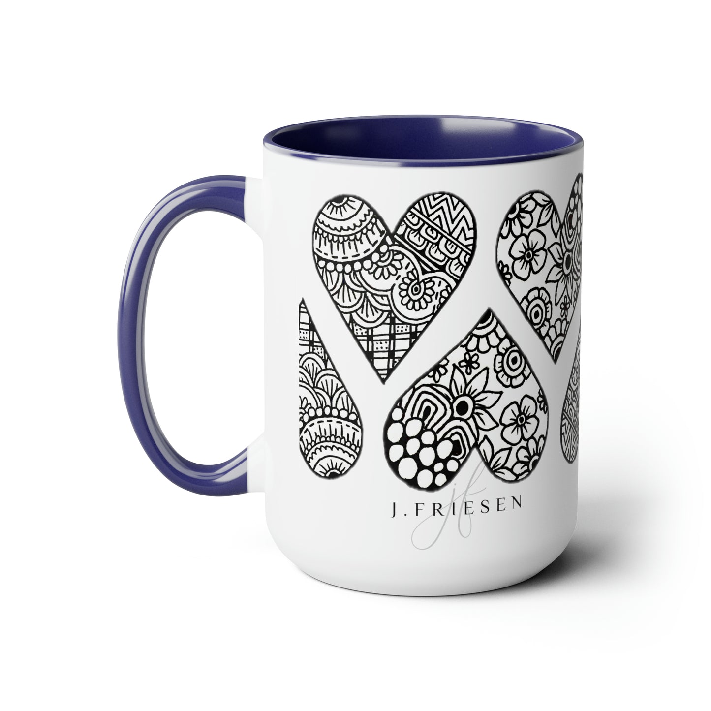Two-Tone Coffee Mugs, 15oz (Hearts)