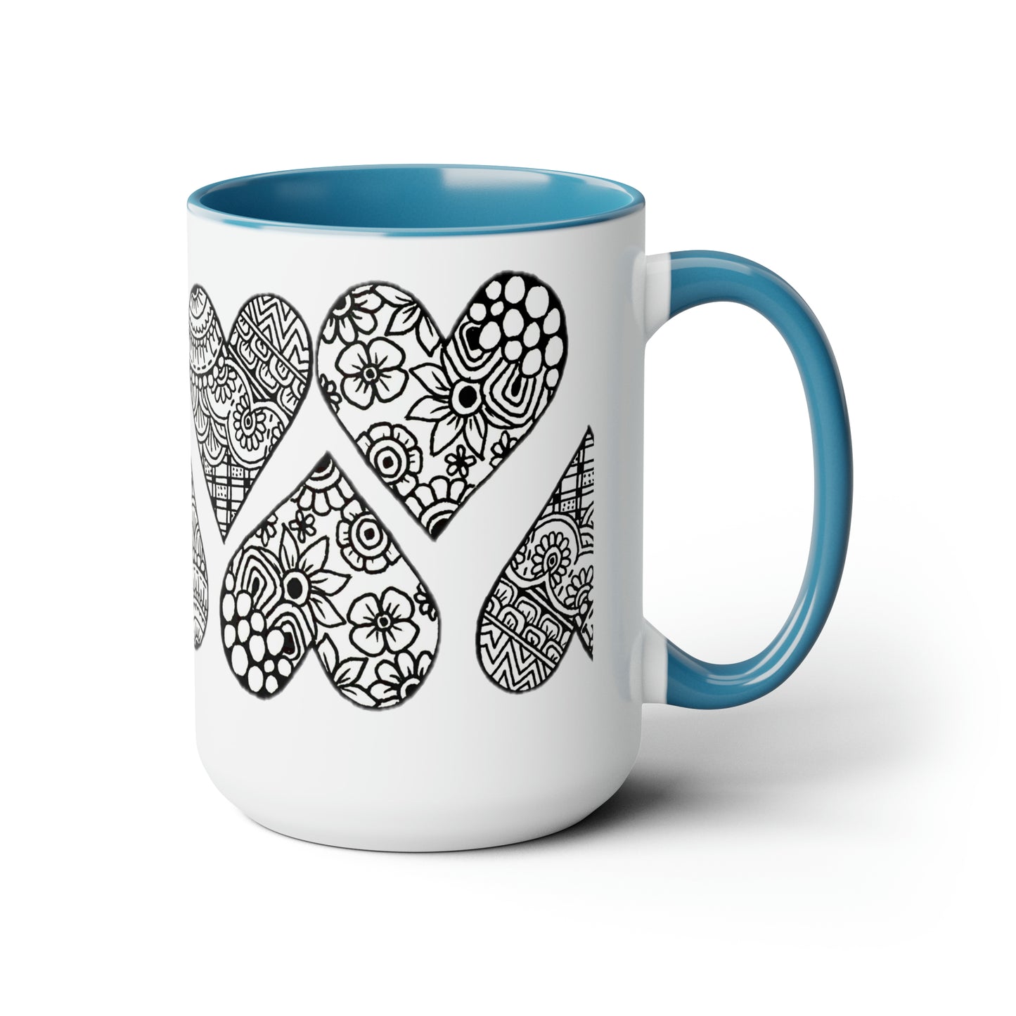 Two-Tone Coffee Mugs, 15oz (Hearts)