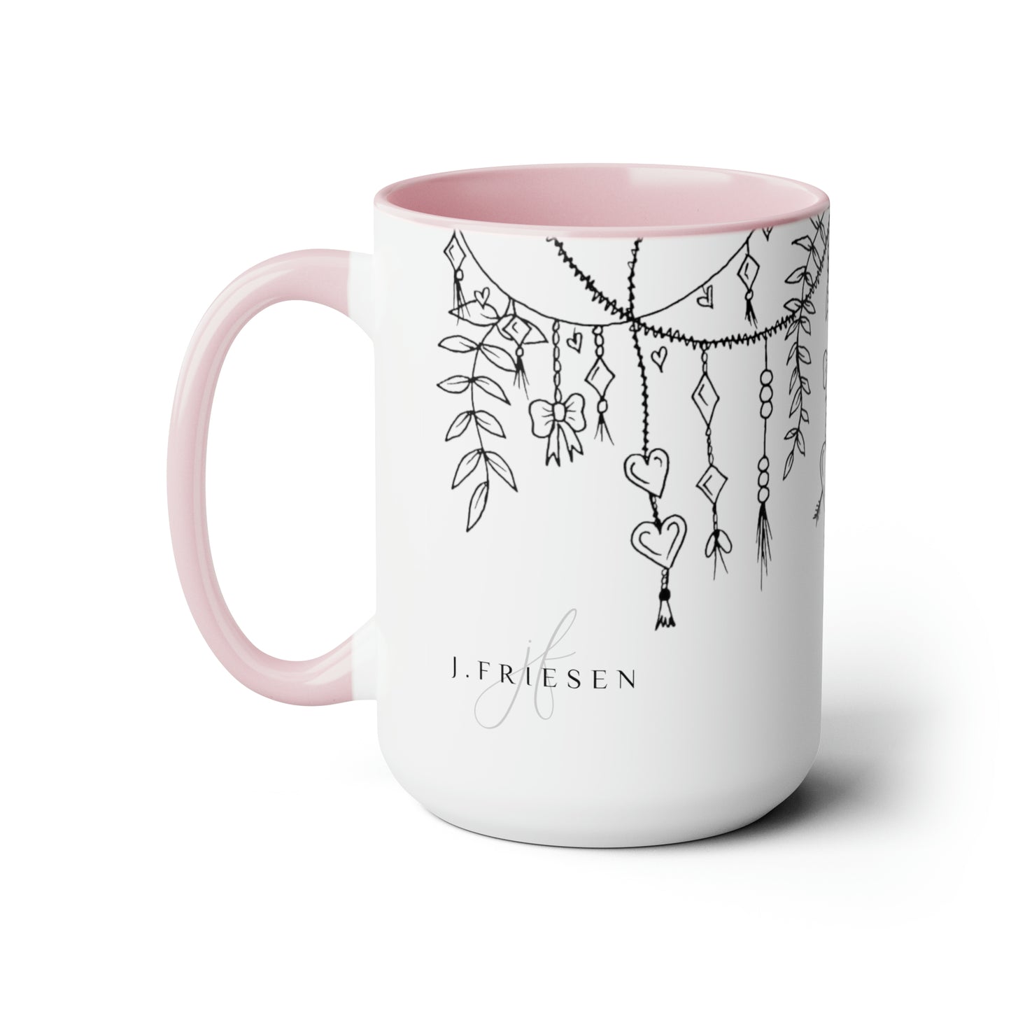 Two-Tone Coffee Mugs, 15oz (Draping Hearts)