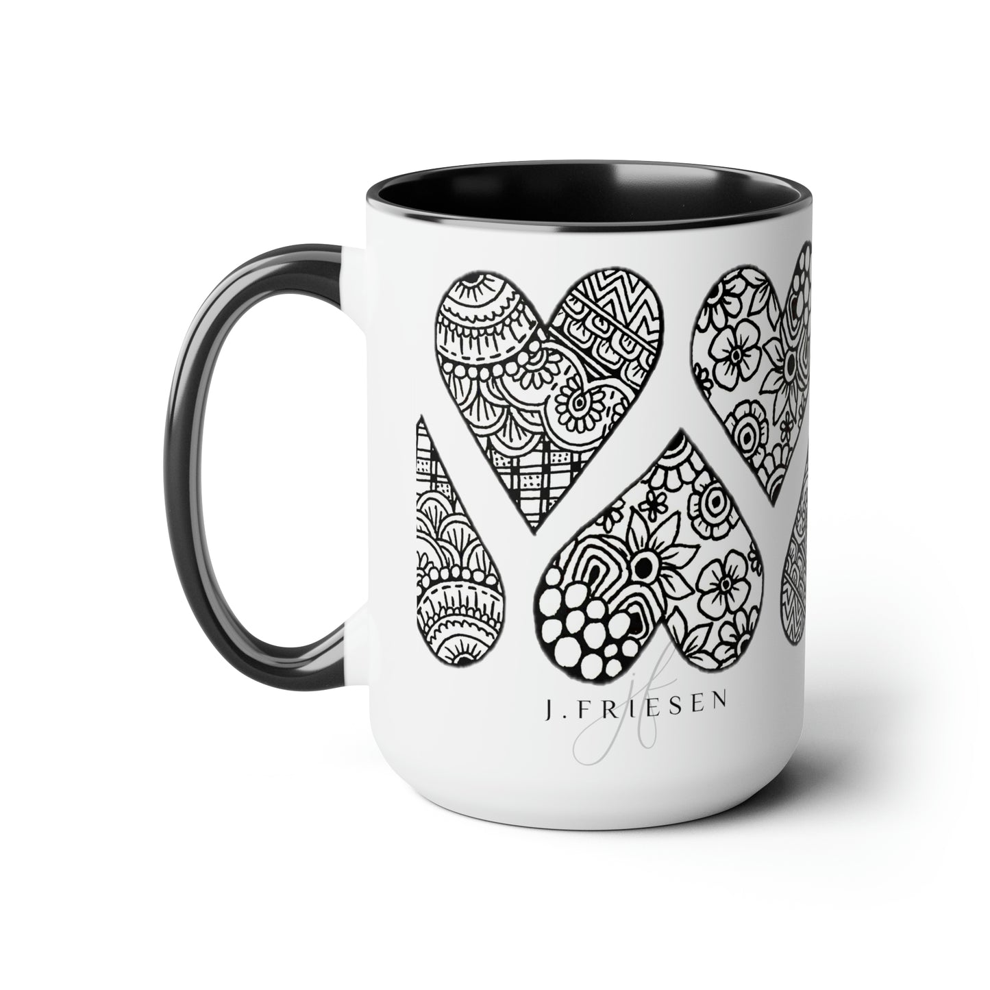 Two-Tone Coffee Mugs, 15oz (Hearts)
