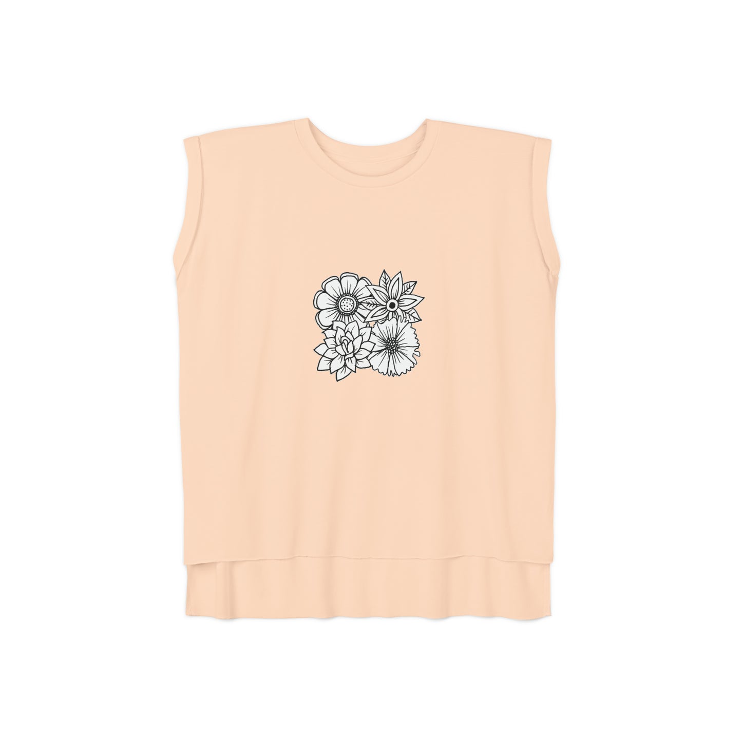 Women’s Rolled Cuffs Muscle Tee (Flowers)