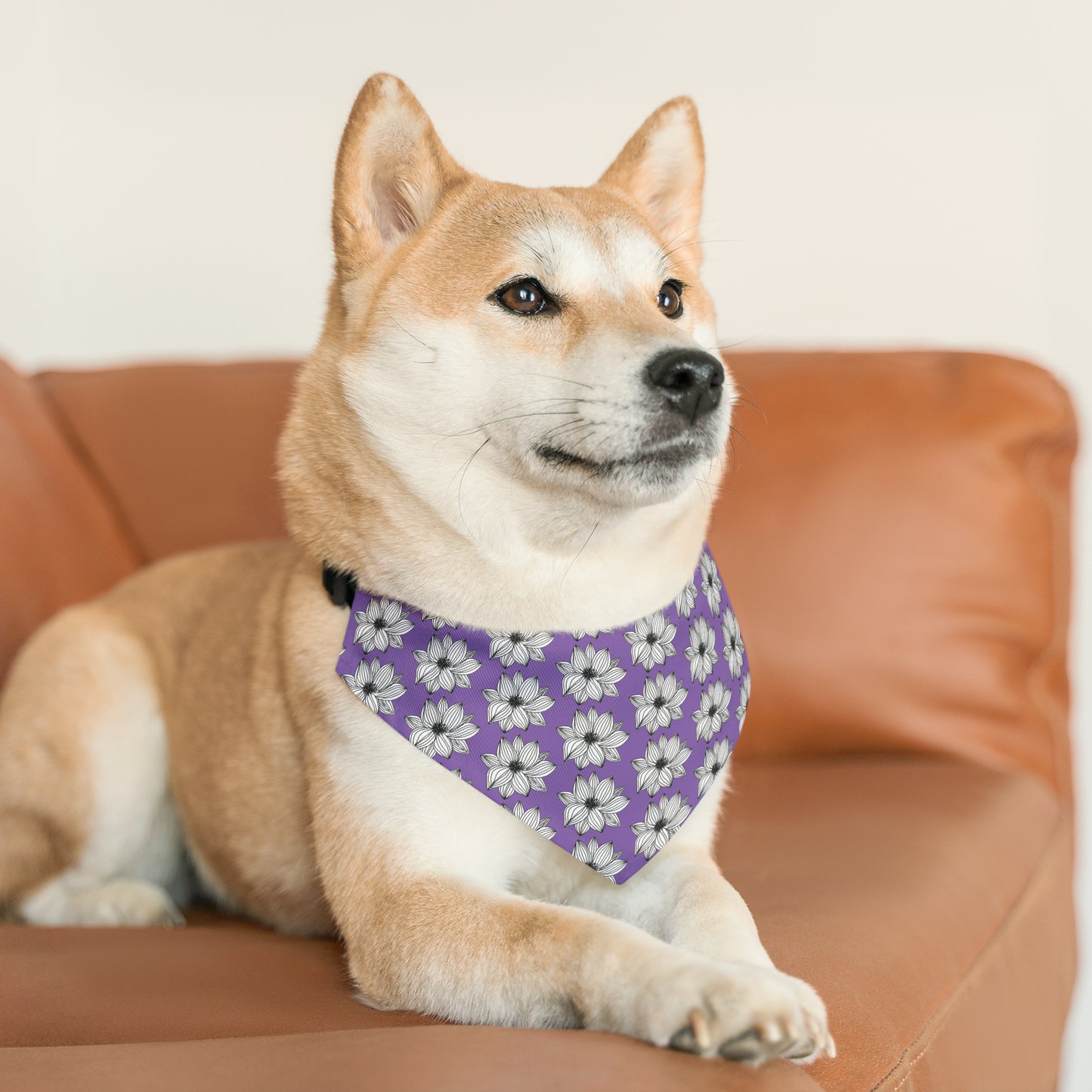 Pet Bandana Collar (Purple Flower)