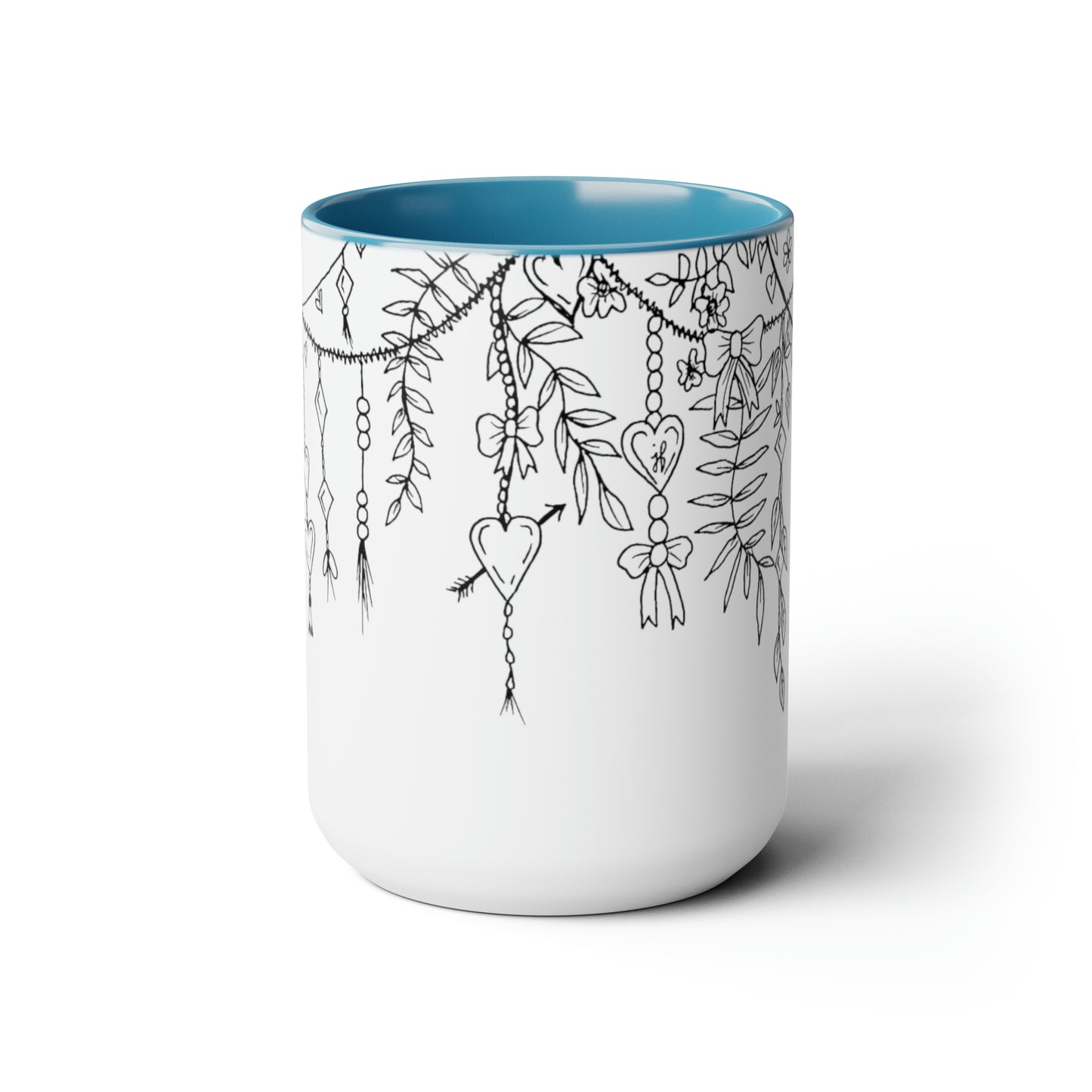 Two-Tone Coffee Mugs, 15oz (Draping Hearts)