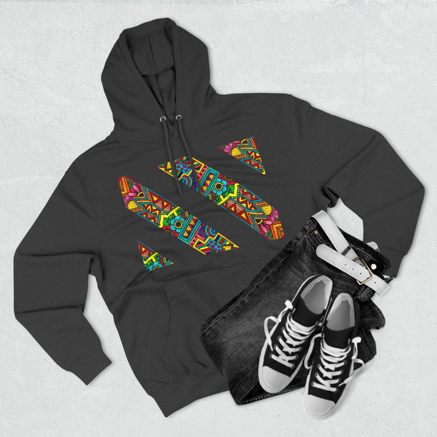 Colour Pattern Three-Panel Fleece Hoodie