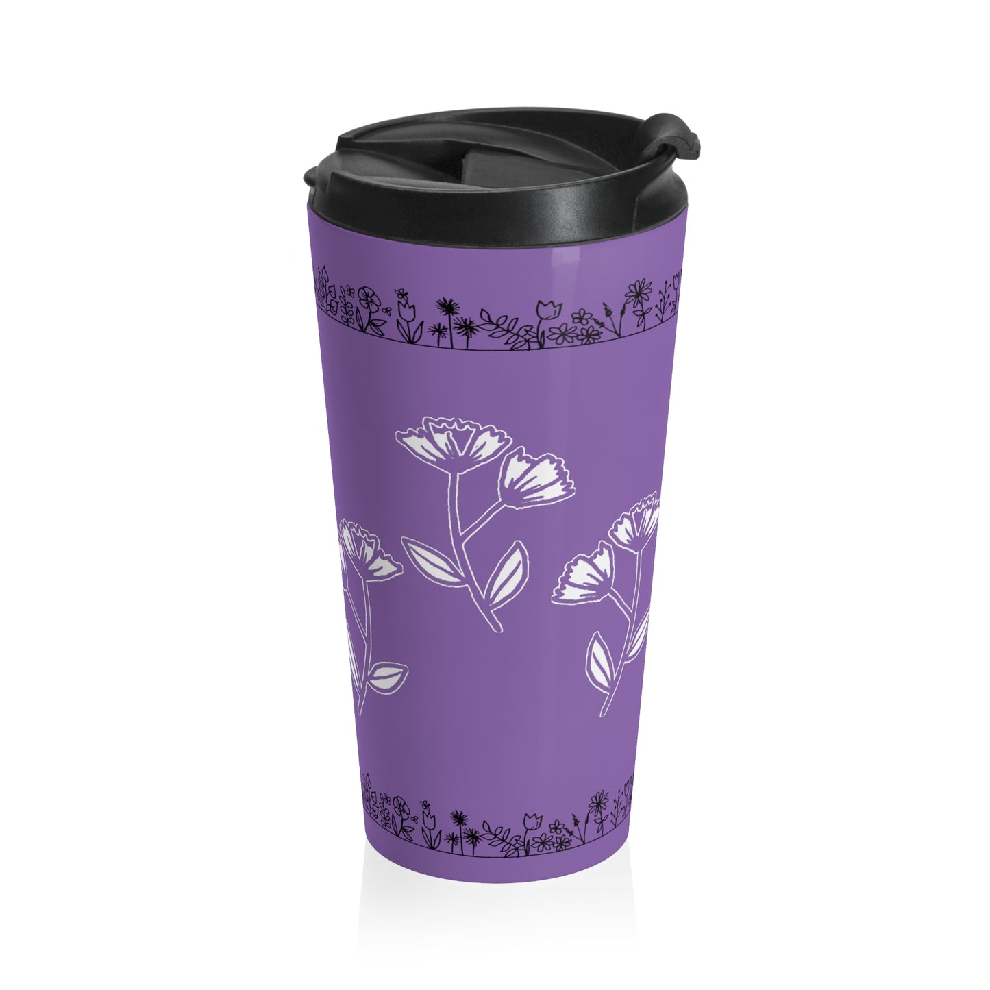 Stainless Steel Travel Mug (Purple Meadow)