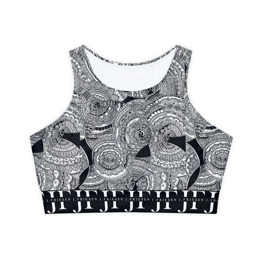 Padded Sports Bra (B&W Swirl)