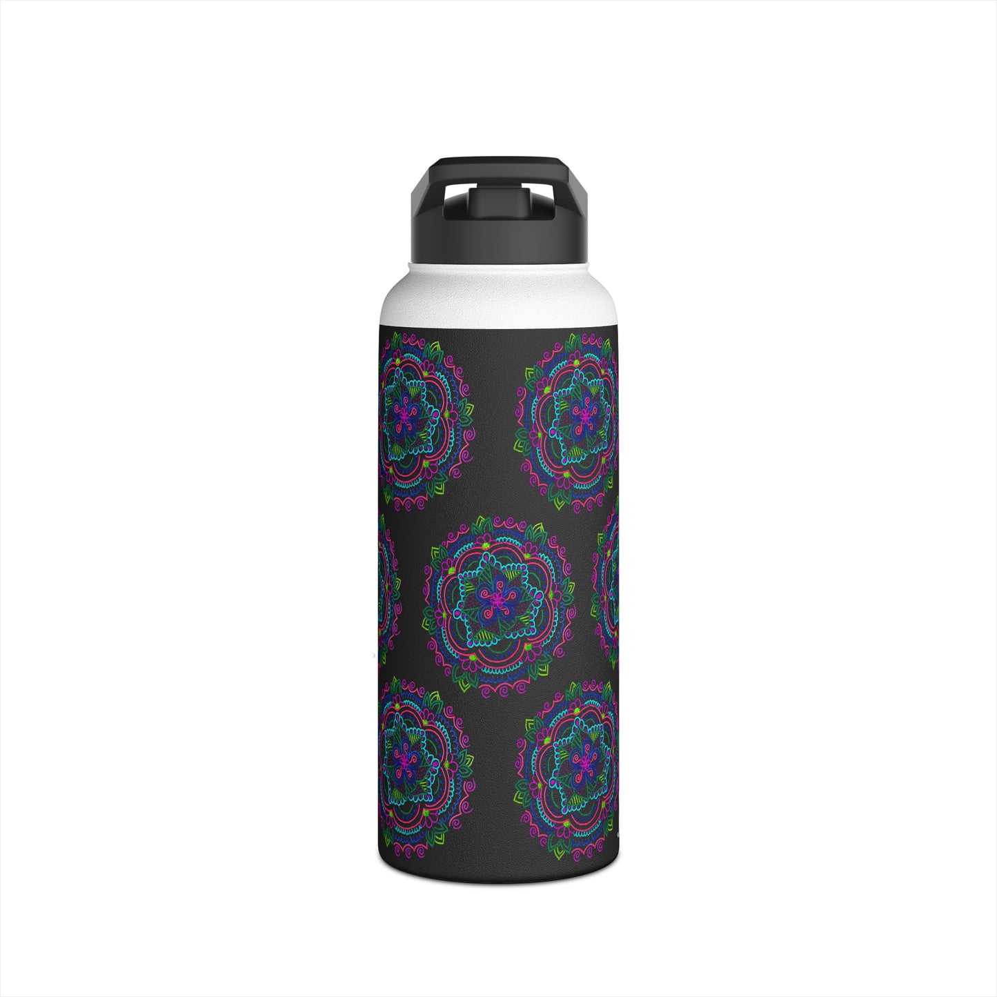 Stainless Steel Water Bottle (Black Mandala)