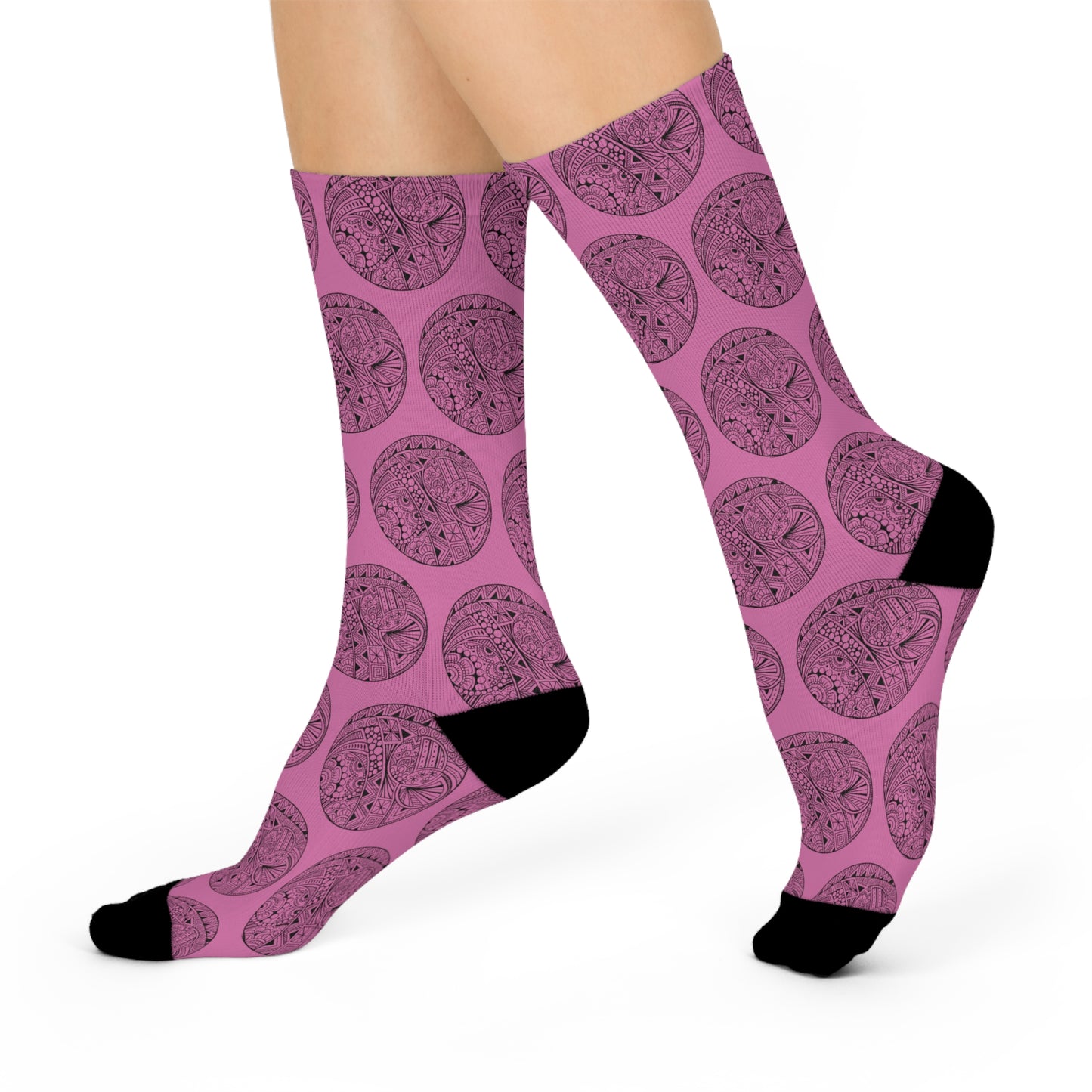 Pink Circle Print Cushioned Crew Socks