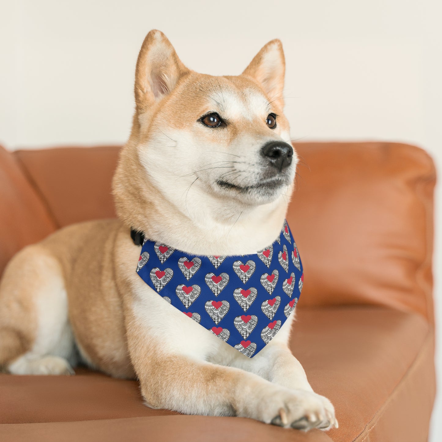 Pet Bandana Collar (Blue Hearts)