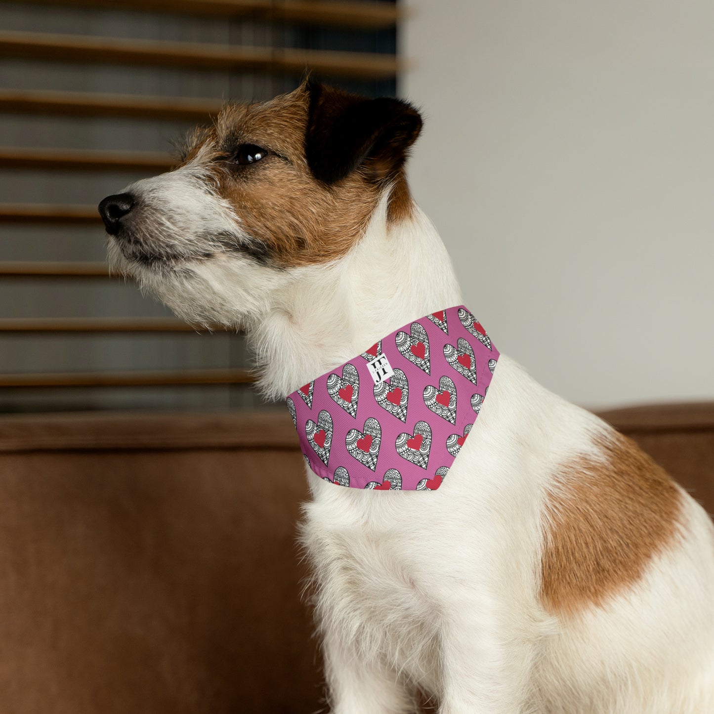 Pet Bandana Collar (Pink Hearts)