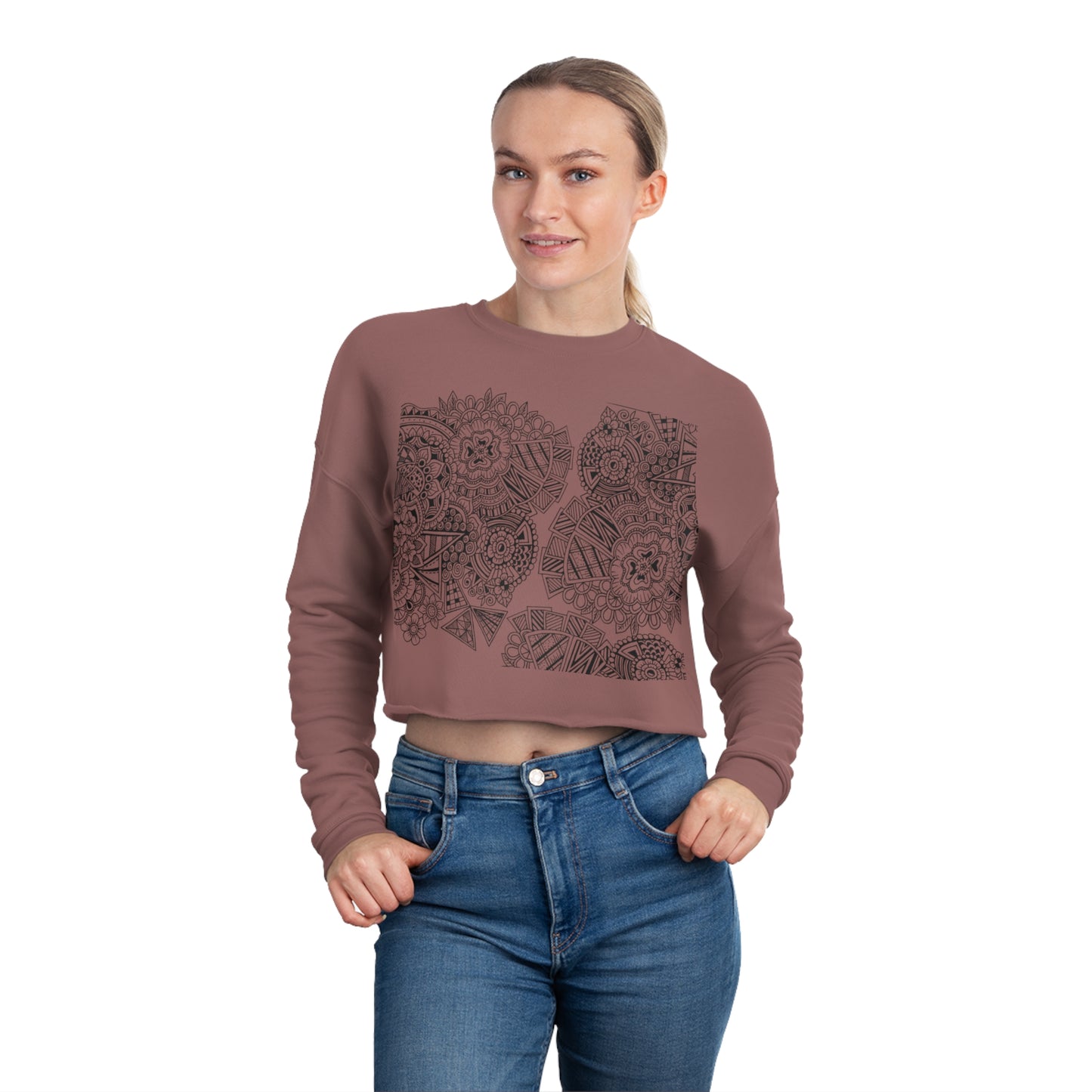 Women's Cropped Sweatshirt (Black Design)